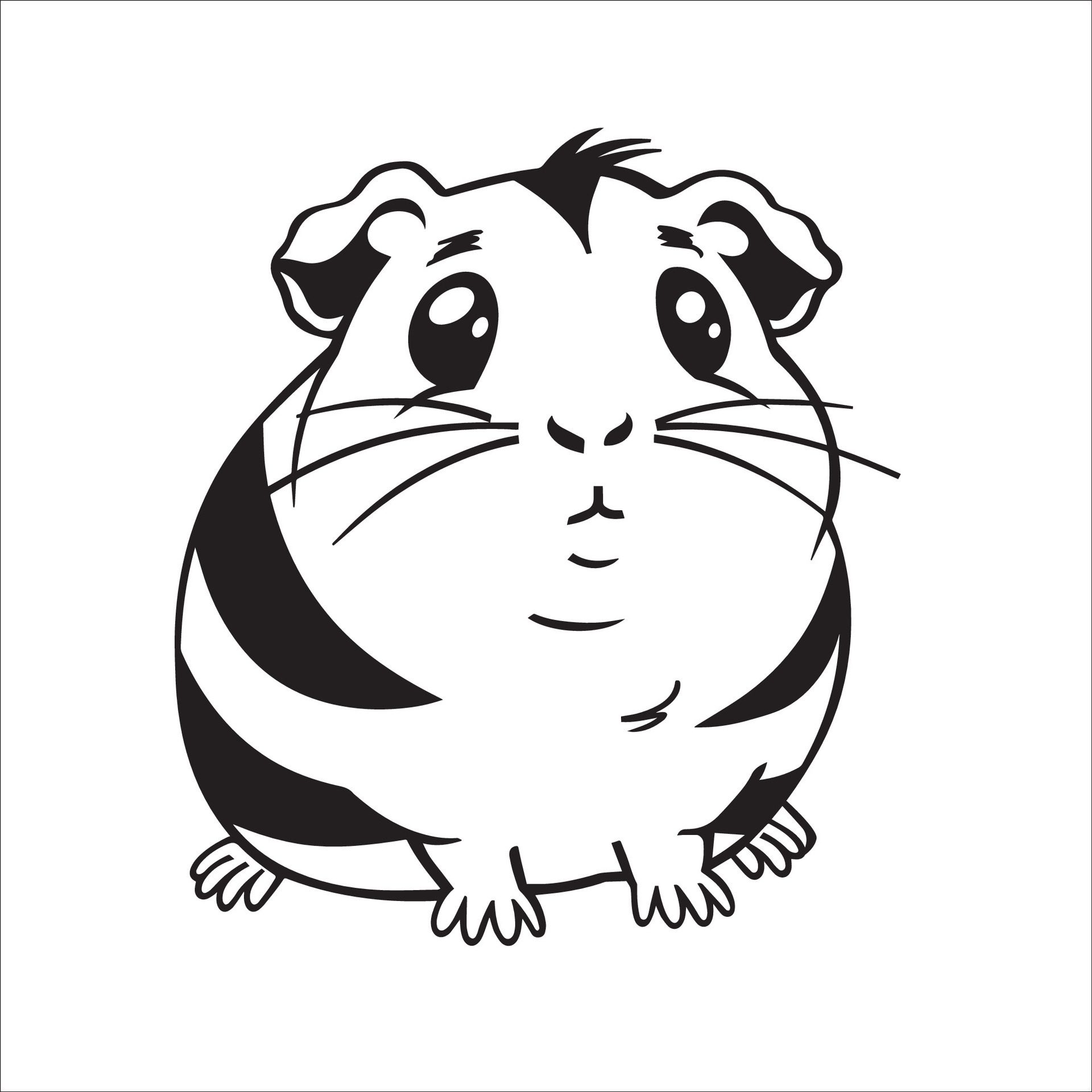 Ai-generated-a-illustration-of-a-black-and-white-guinea-pig-sitting-free-vector