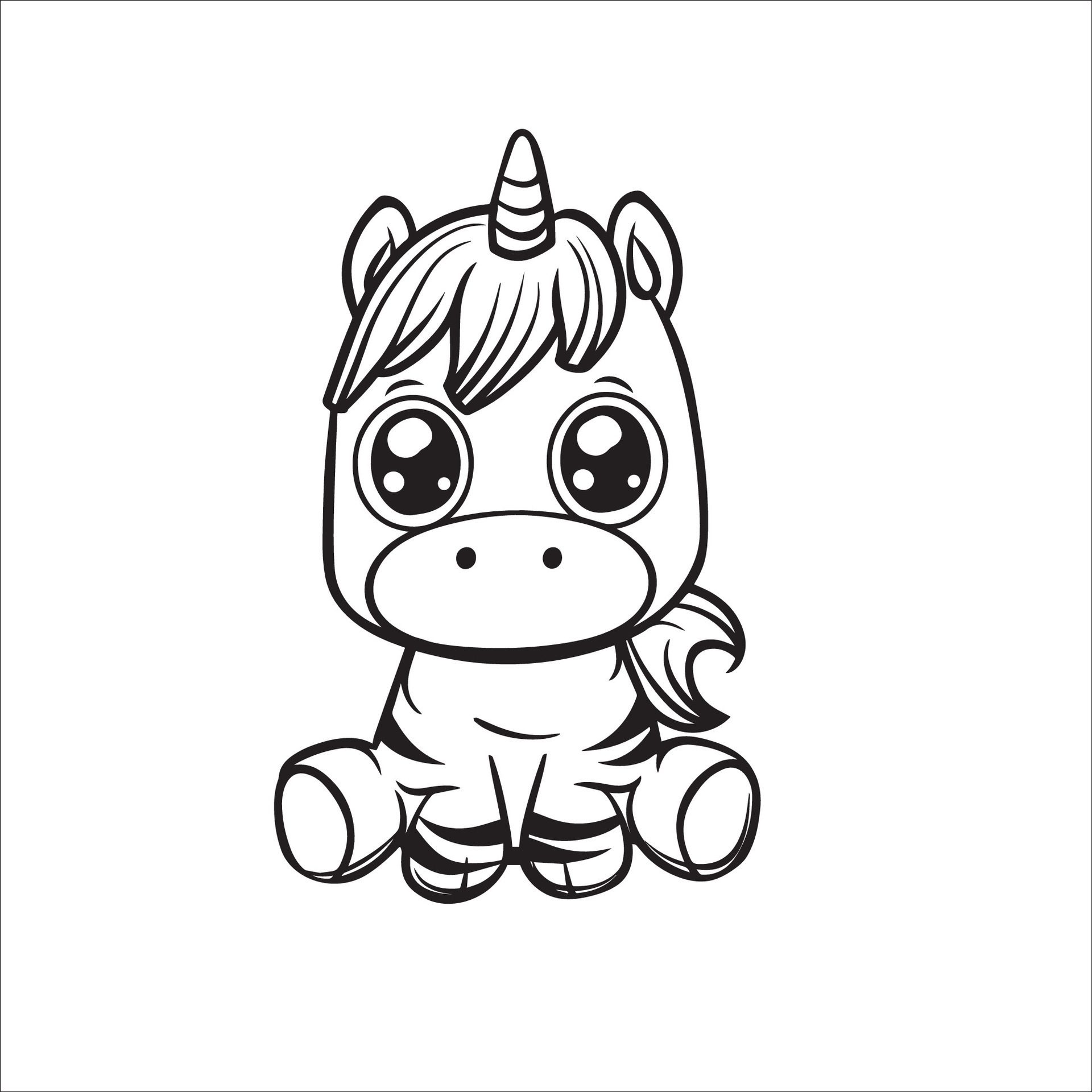 Ai-generated-a-illustration-of-a-black-and-white-horse-sitting-free-vector