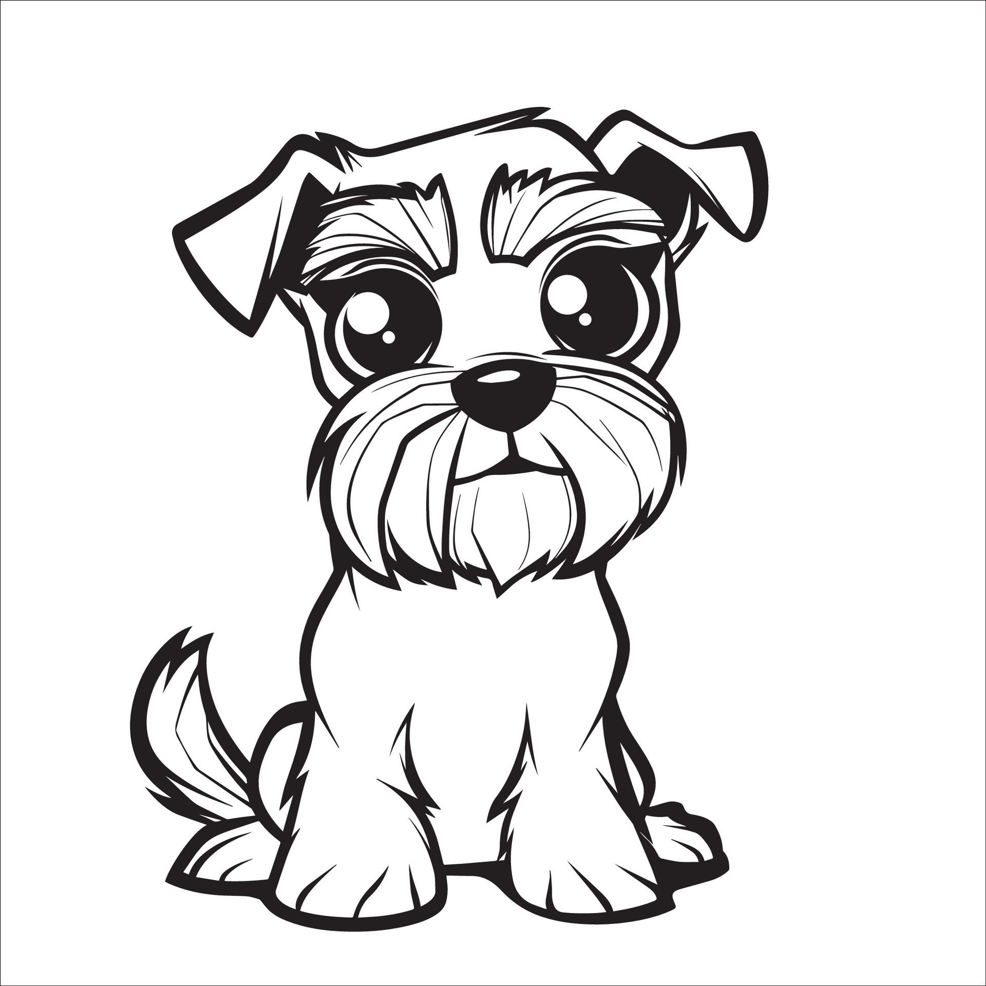 Ai-generated-a-illustration-of-a-black-and-white-miniature-schnauzer-dog-sitting-free-vector