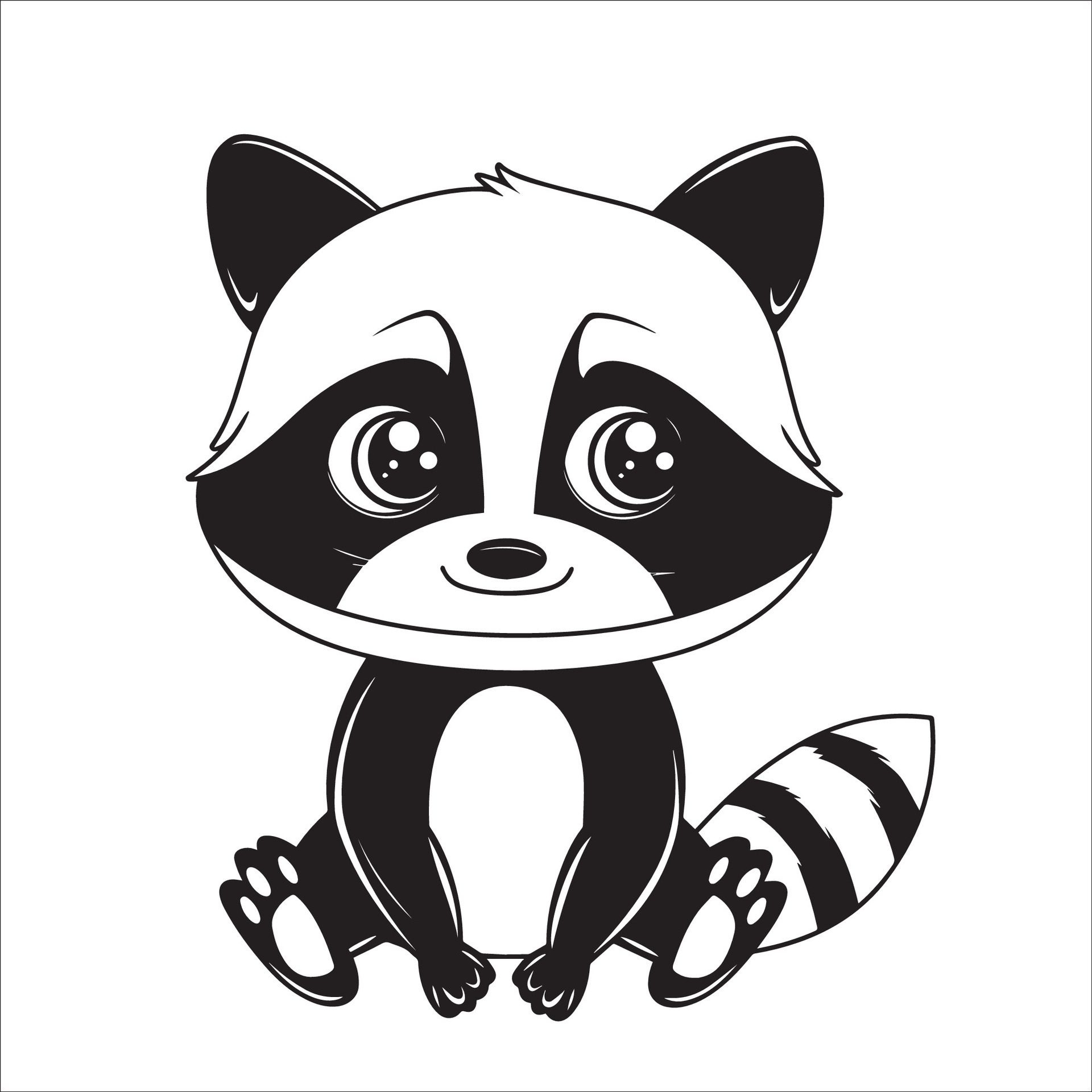 Ai-generated-a-illustration-of-a-black-and-white-raccoon-sitting-free-vector
