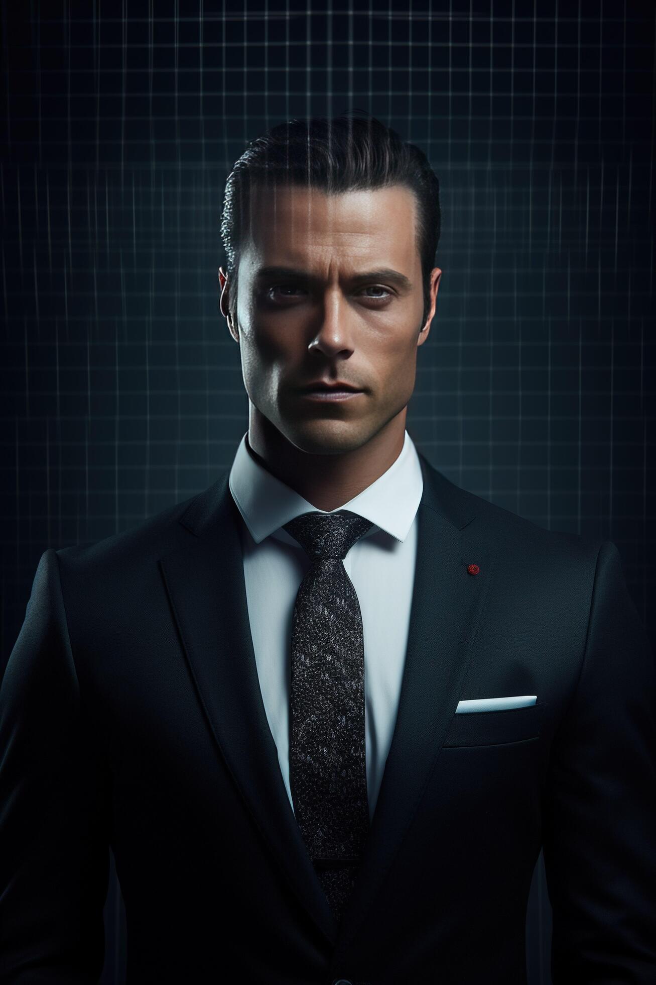 Ai-generated-a-man-in-a-suit-and-tie-standing-in-front-of-a-dark-background-free-photo