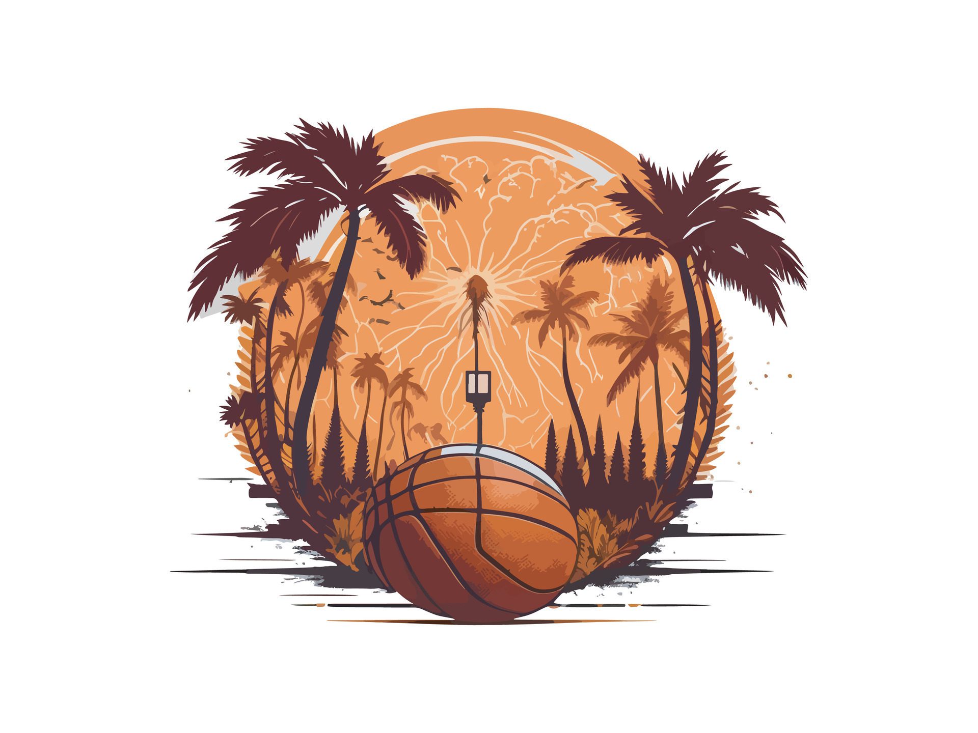 Ai-generated-a-tree-and-a-house-nature-illustration-on-isolated-background-free-vector