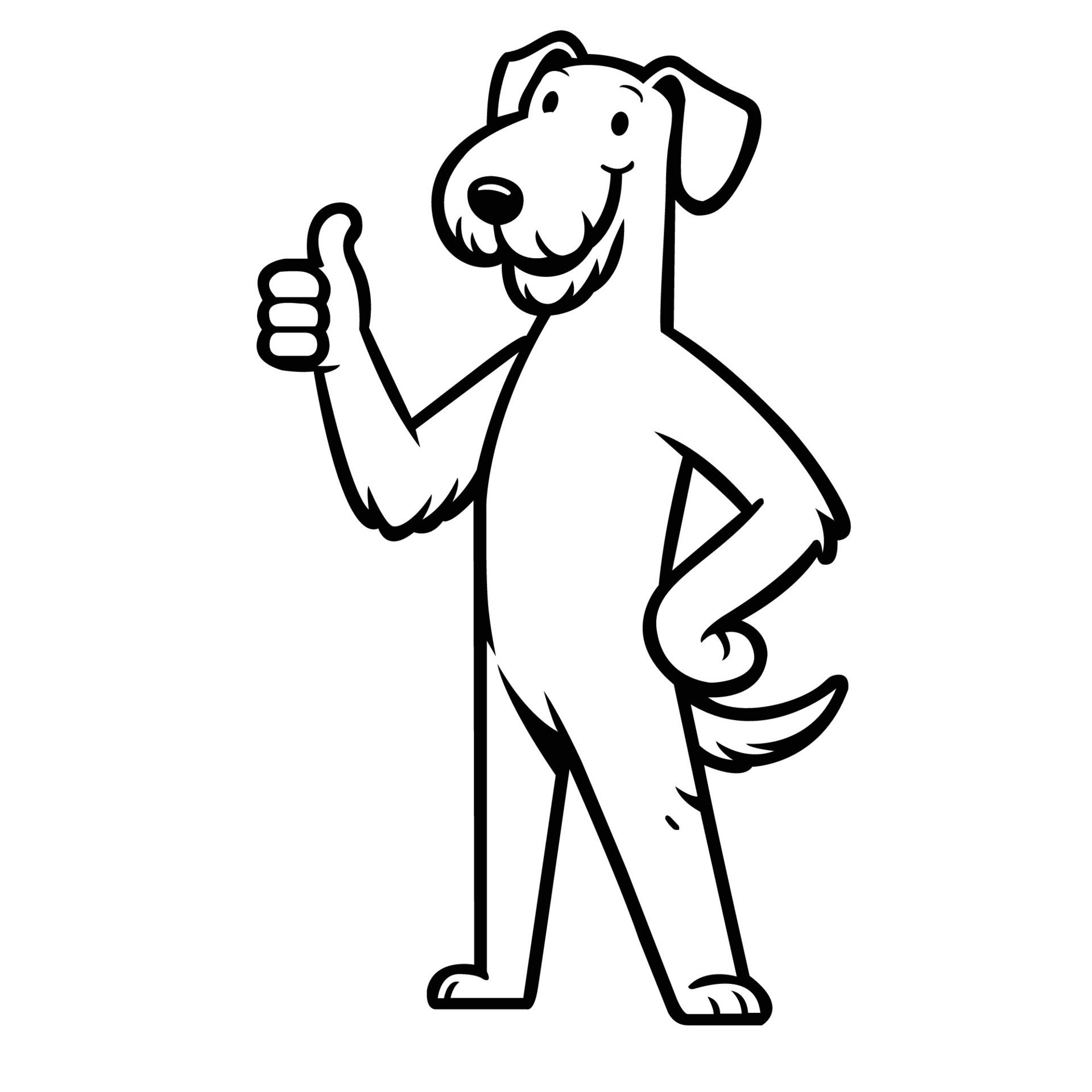 Ai-generated-airedale-terrier-dog-happy-thumbs-up-illustration-free-vector