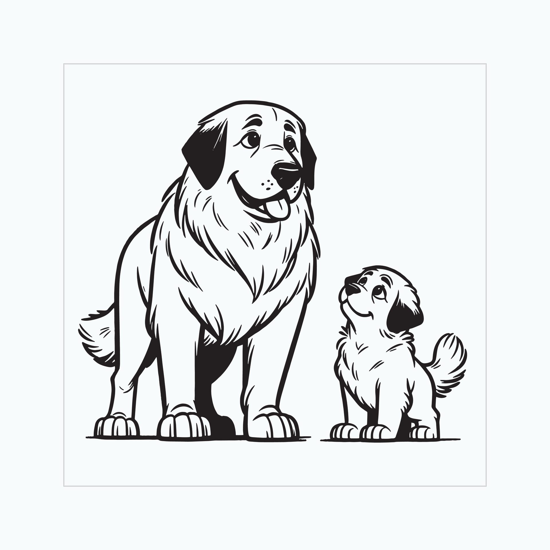Ai-generated-anatolian-shepherd-dog-family-clipart-illustration-free-vector