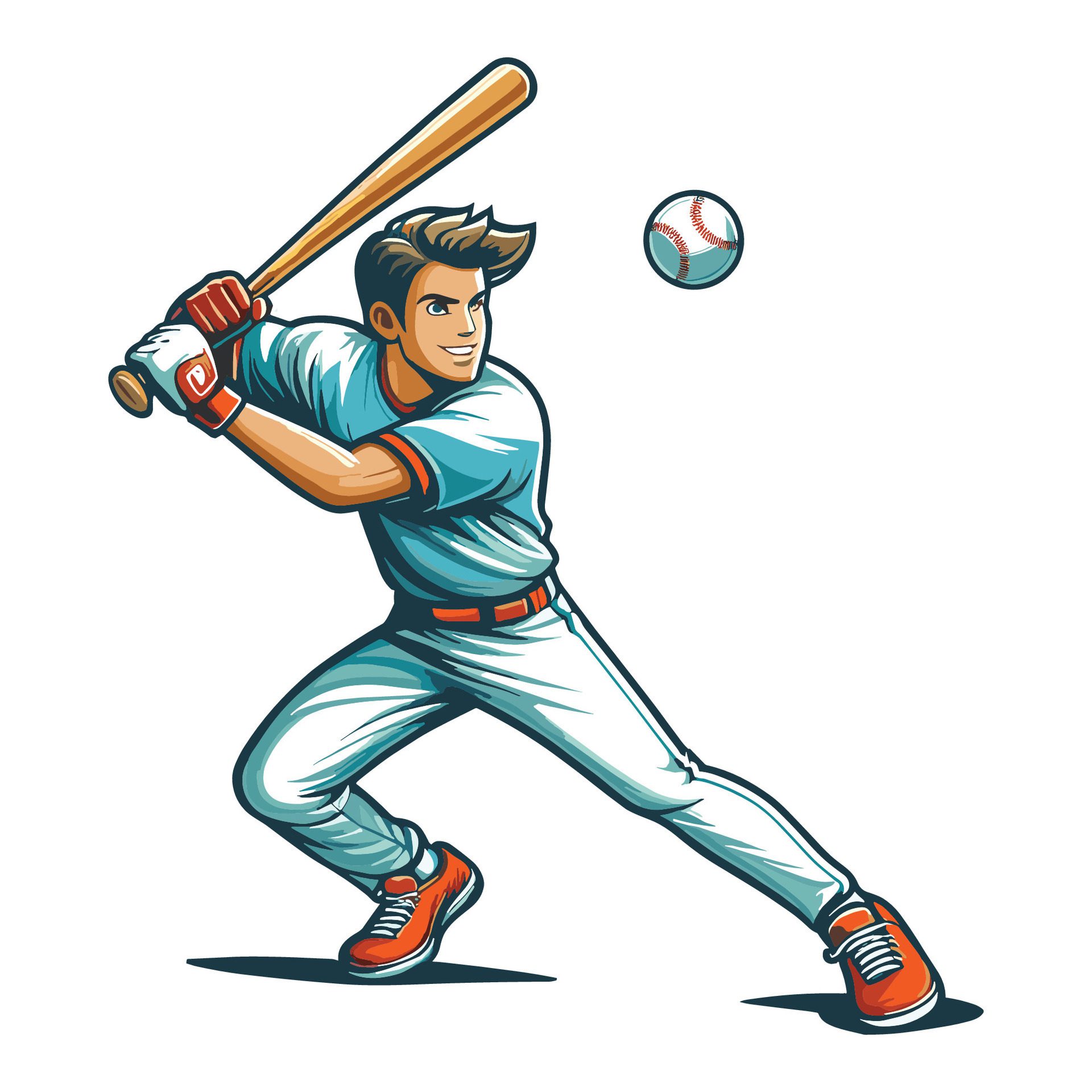 Ai-generated-baseball-softball-player-in-action-illustration-hitter-swinging-with-bat-design-template-isolated-on-white-background-free-vector