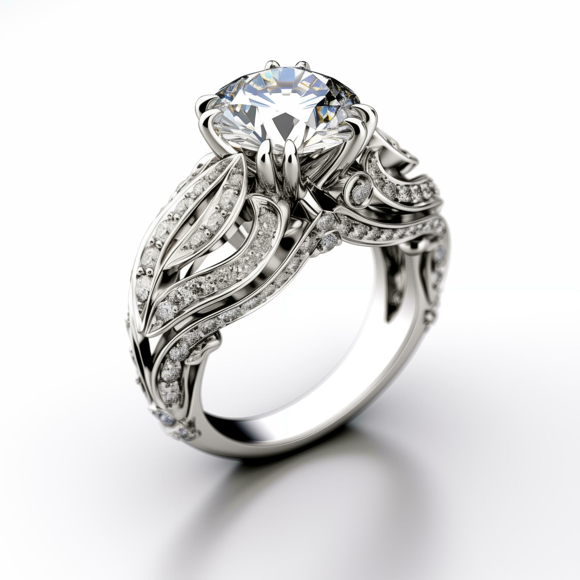 Ai-generated-beautiful-diamond-ring-in-white-background-ai-generated-free-photo