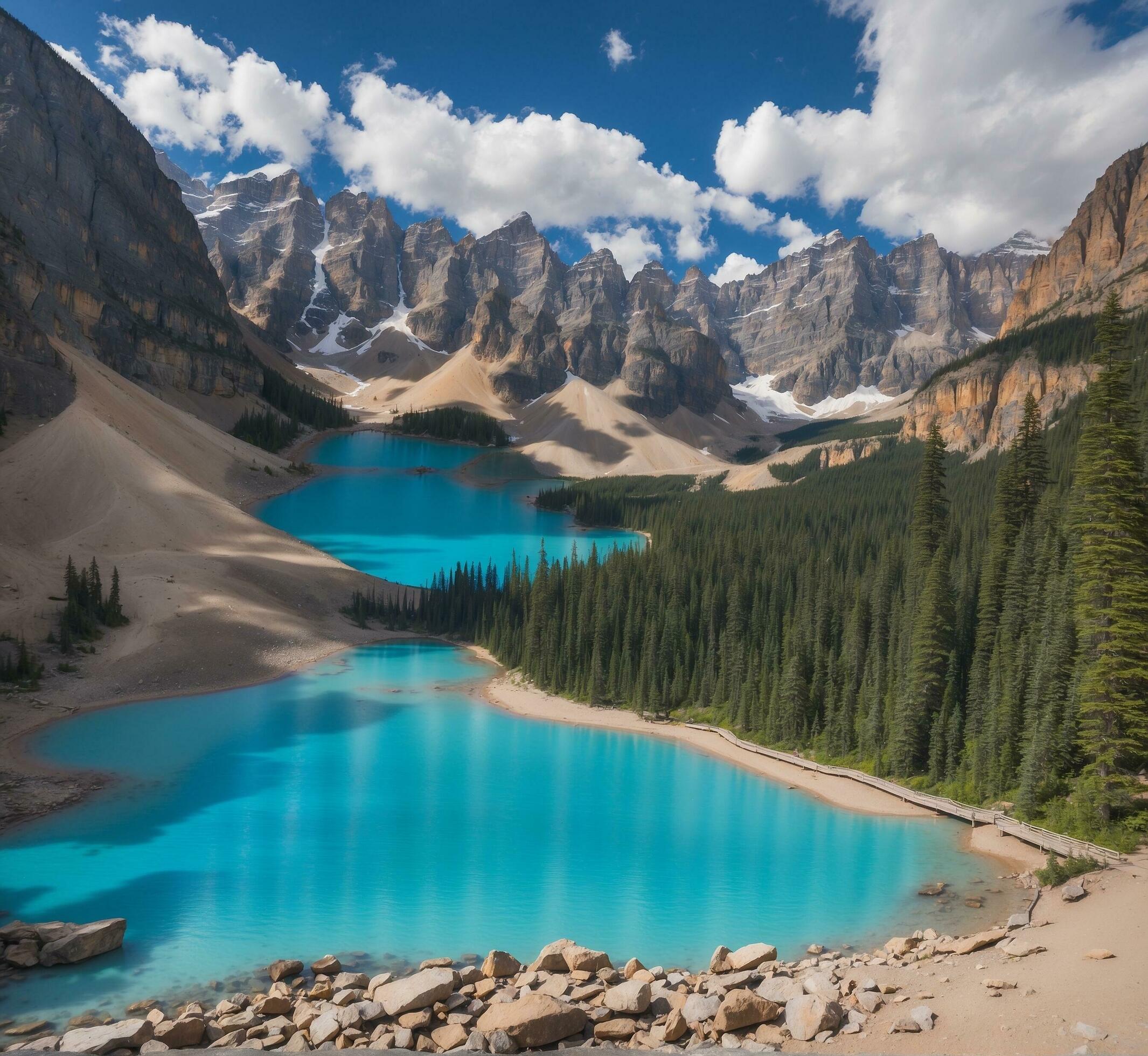 Ai-generated-beautiful-moraine-lake-in-banff-national-park-alberta-canada-free-photo