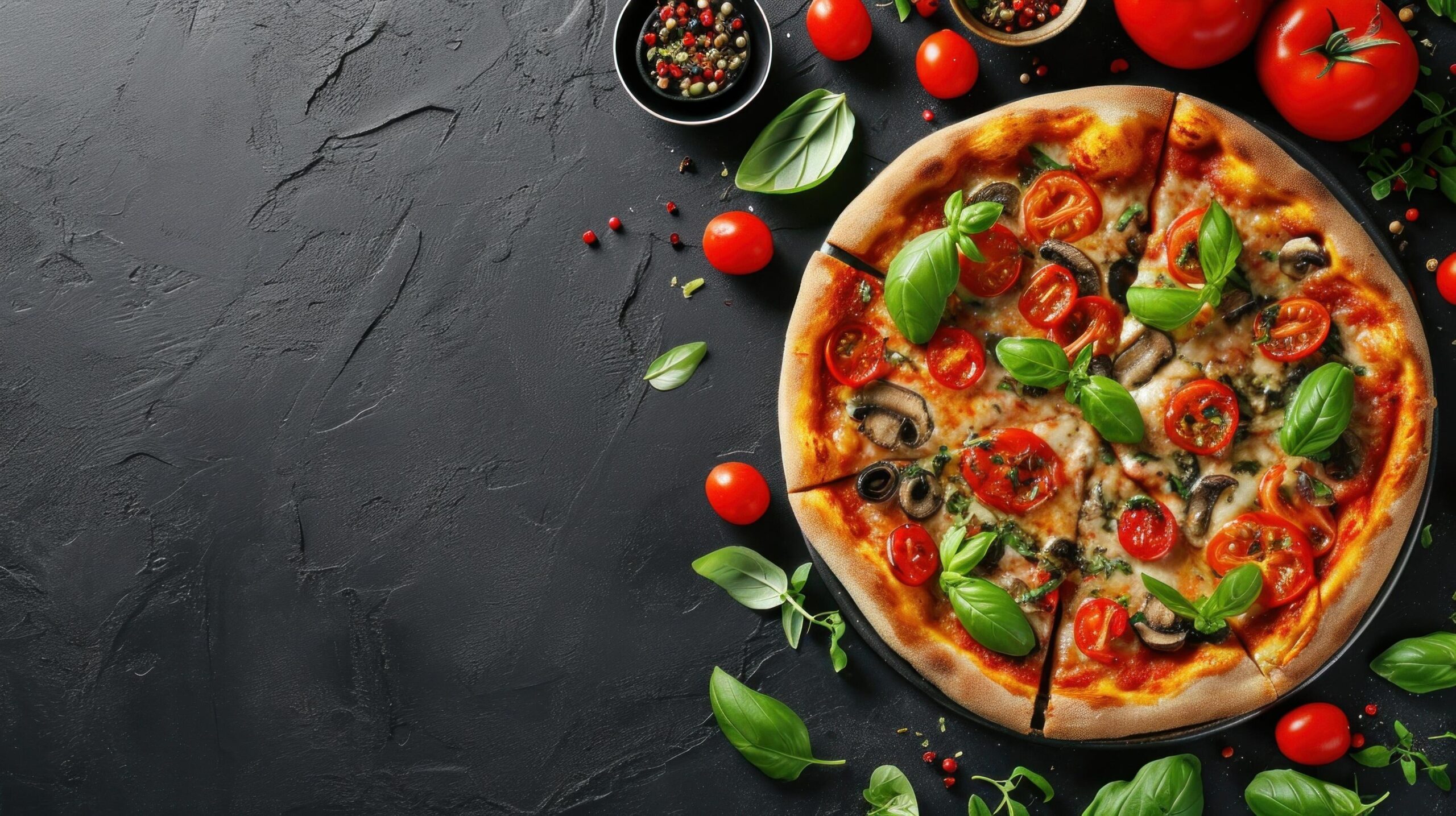 Ai-generated-beautuful-pizza-background-with-copy-space-free-photo