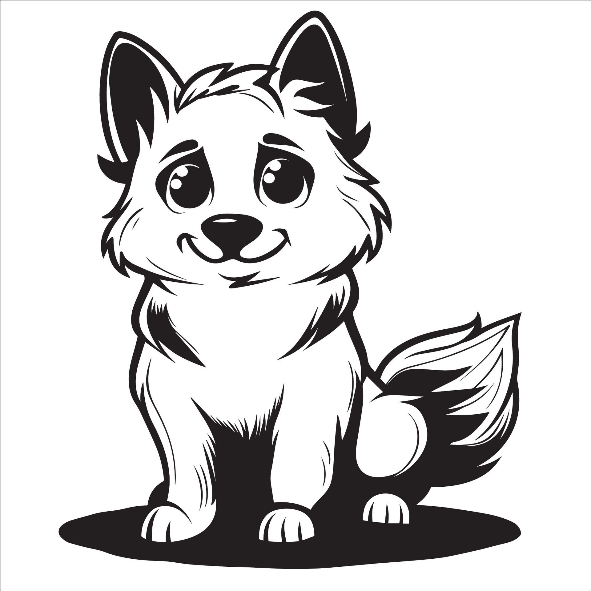 Ai-generated-belgian-tervuren-dog-is-a-sitting-illustration-in-black-and-white-free-vector