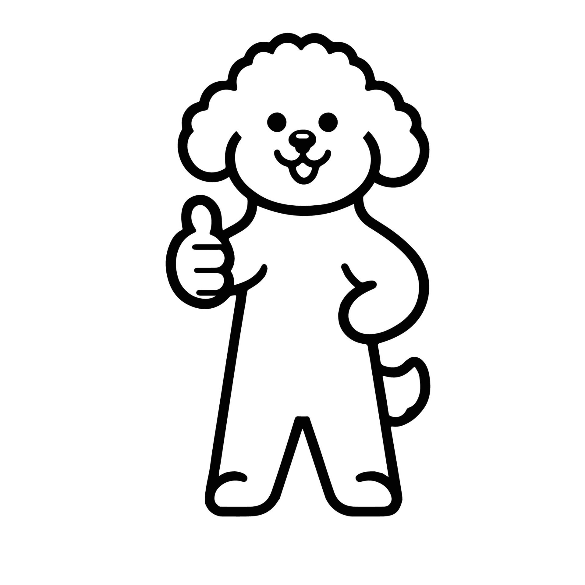 Ai-generated-bichon-frise-dog-happy-thumbs-up-illustration-free-vector