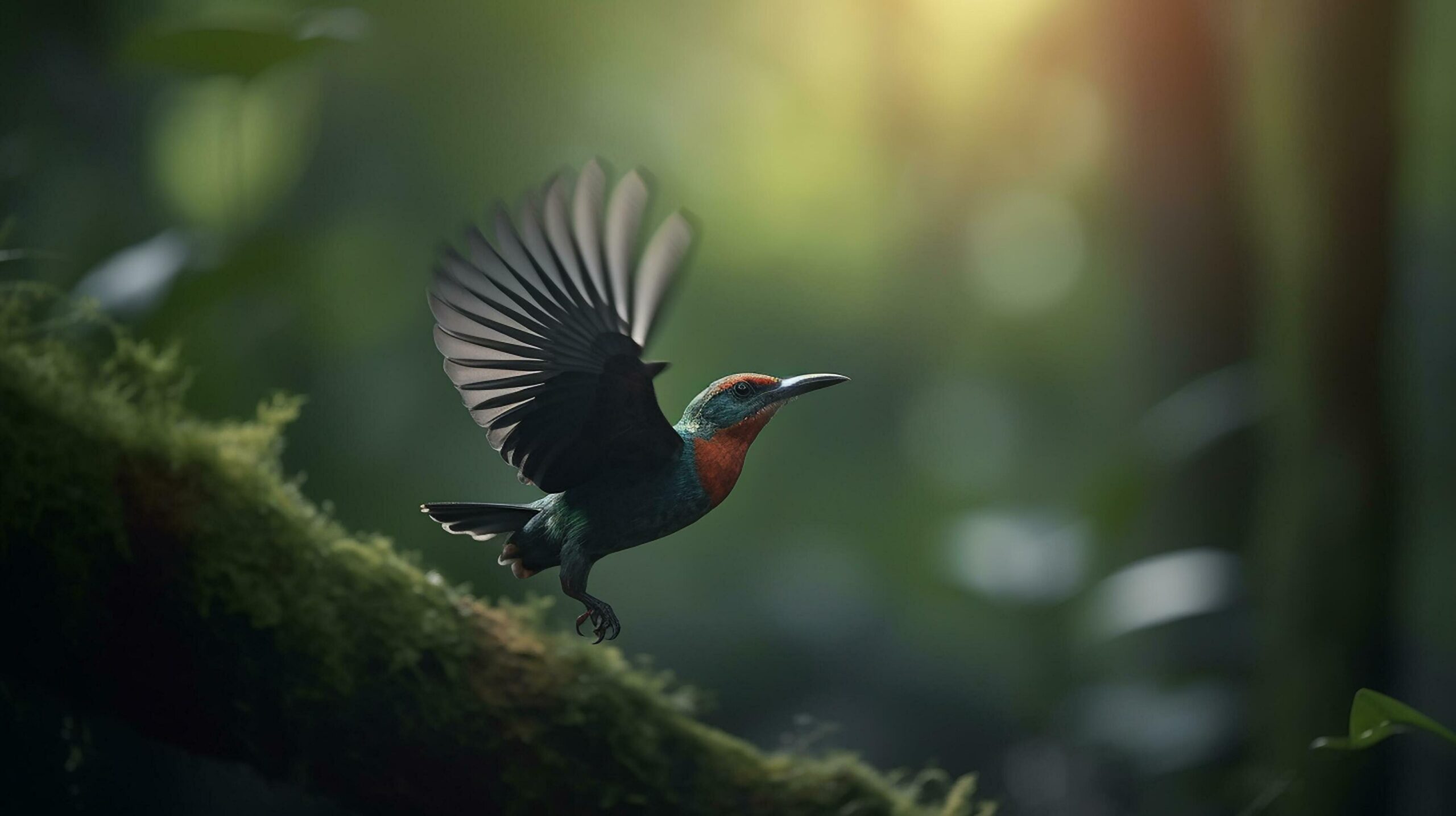 Ai-generated-birds-flying-in-calm-scenery-the-beauty-of-nature-in-vibrant-colors-generative-ai-free-photo