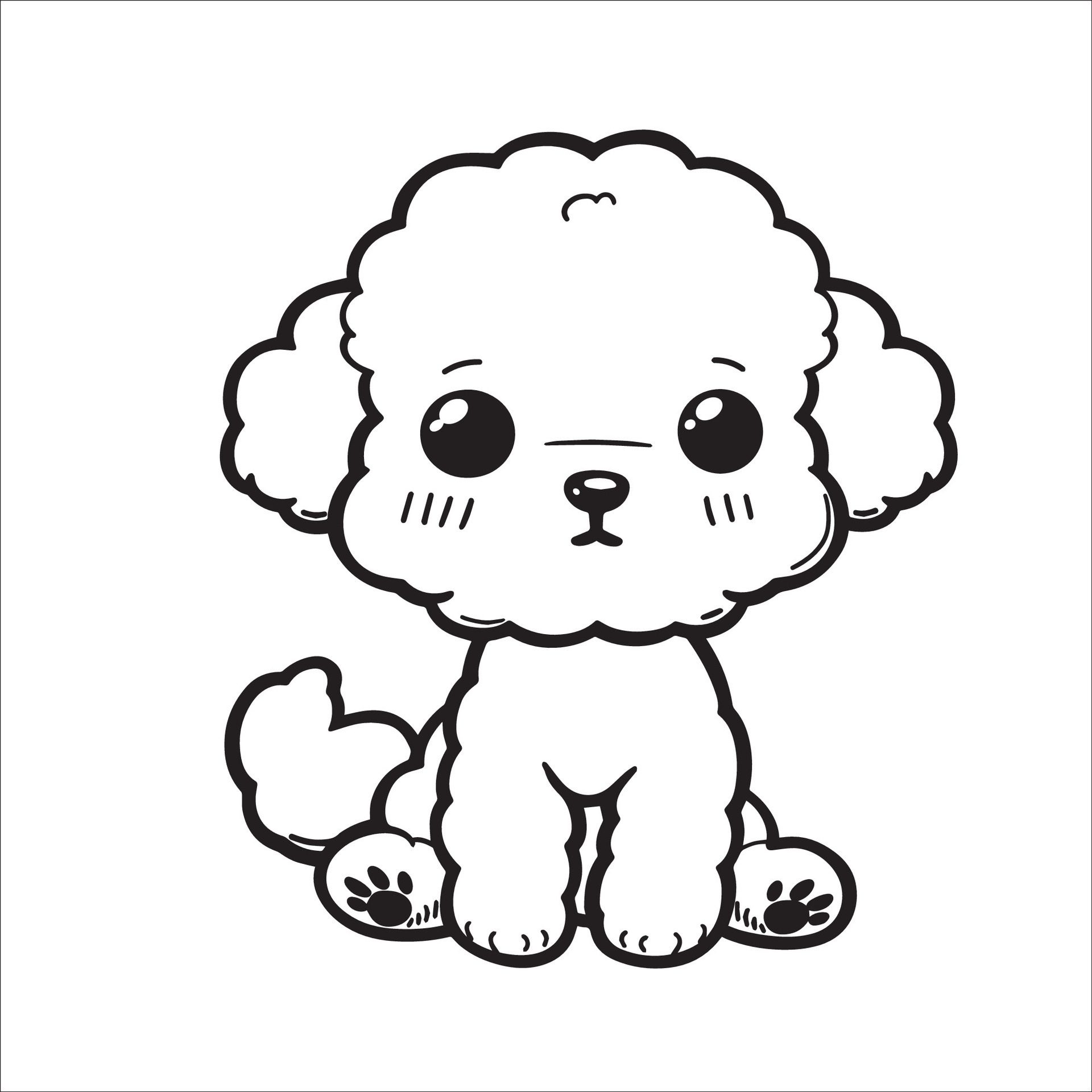Ai-generated-black-and-white-bichon-frise-dog-cartoon-illustration-free-vector