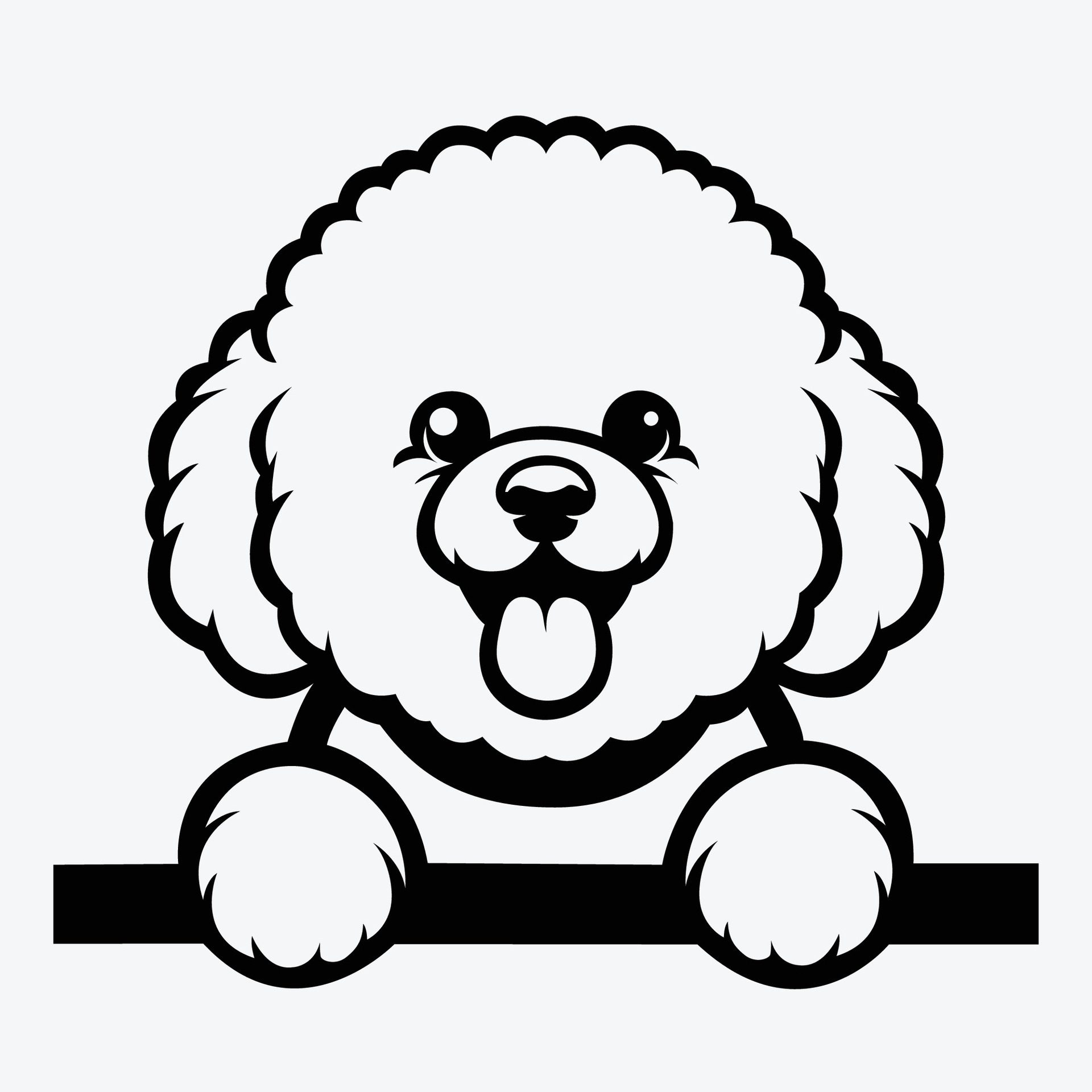 Ai-generated-black-and-white-bichon-frise-peeking-face-illustration-free-vector