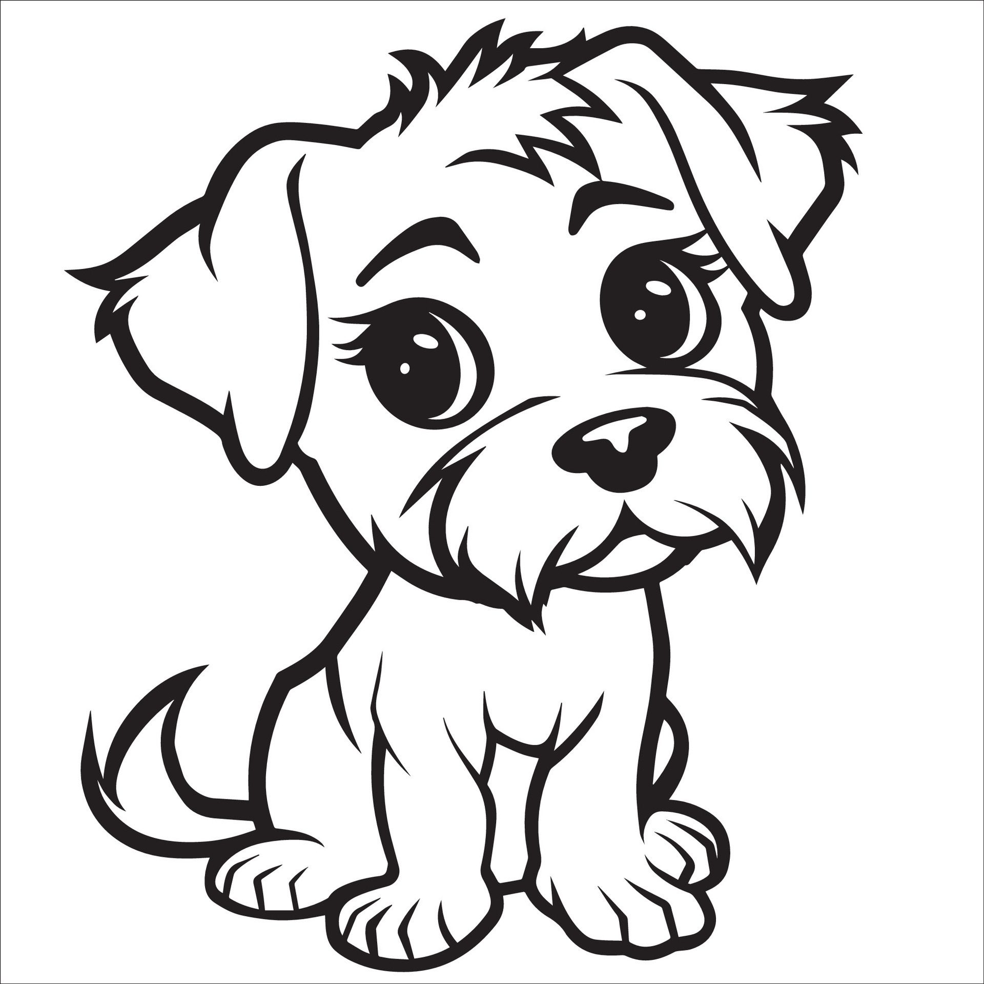 Ai-generated-black-and-white-dandie-dinmont-terrier-dog-cartoon-illustration-free-vector