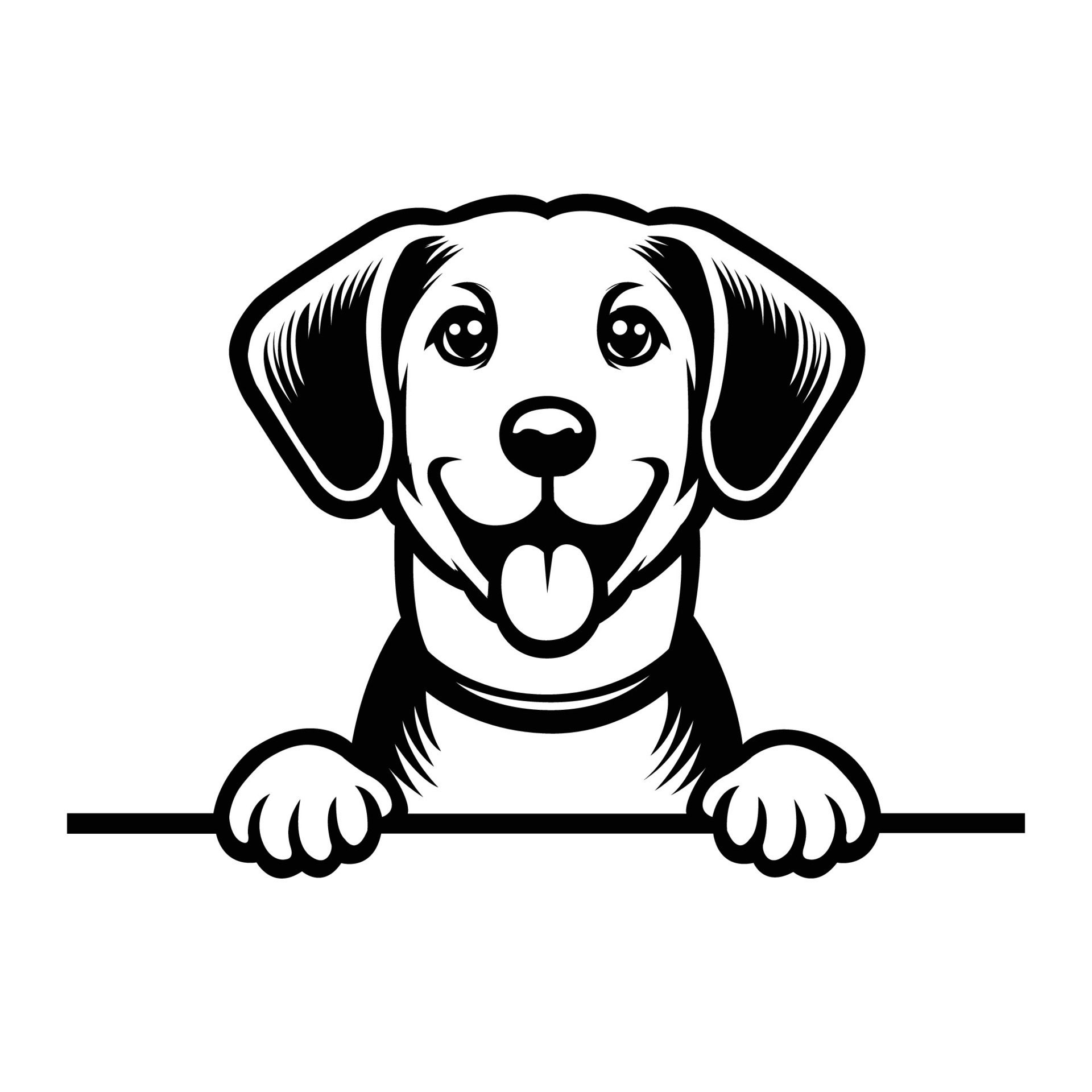 Ai-generated-black-and-white-harrier-dog-peeking-face-illustration-free-vector