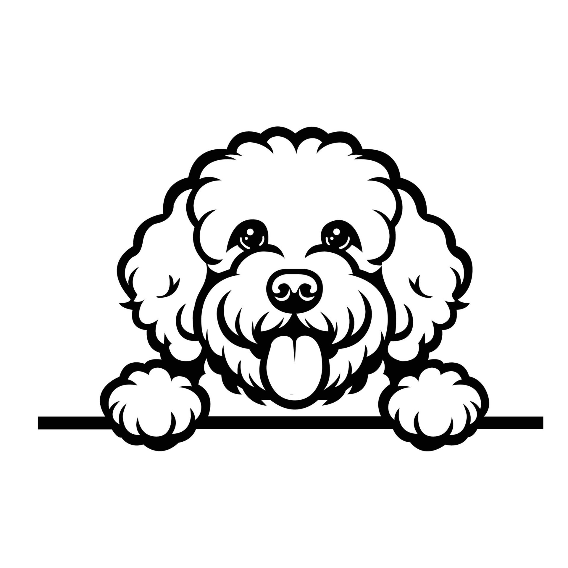 Ai-generated-black-and-white-lagotto-romagnolo-peeking-face-illustration-free-vector