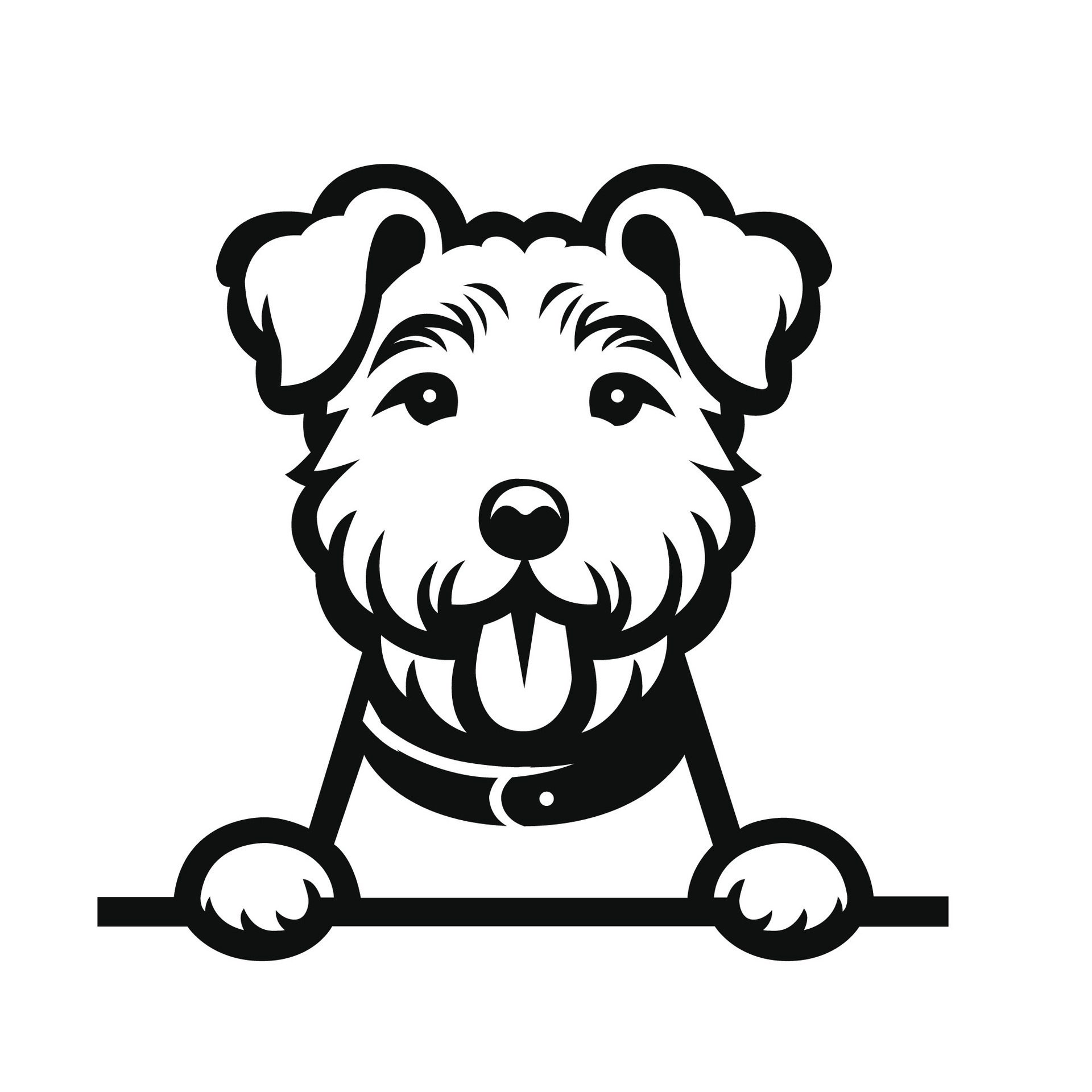 Ai-generated-black-and-white-lakeland-terrier-peeking-face-illustration-free-vector