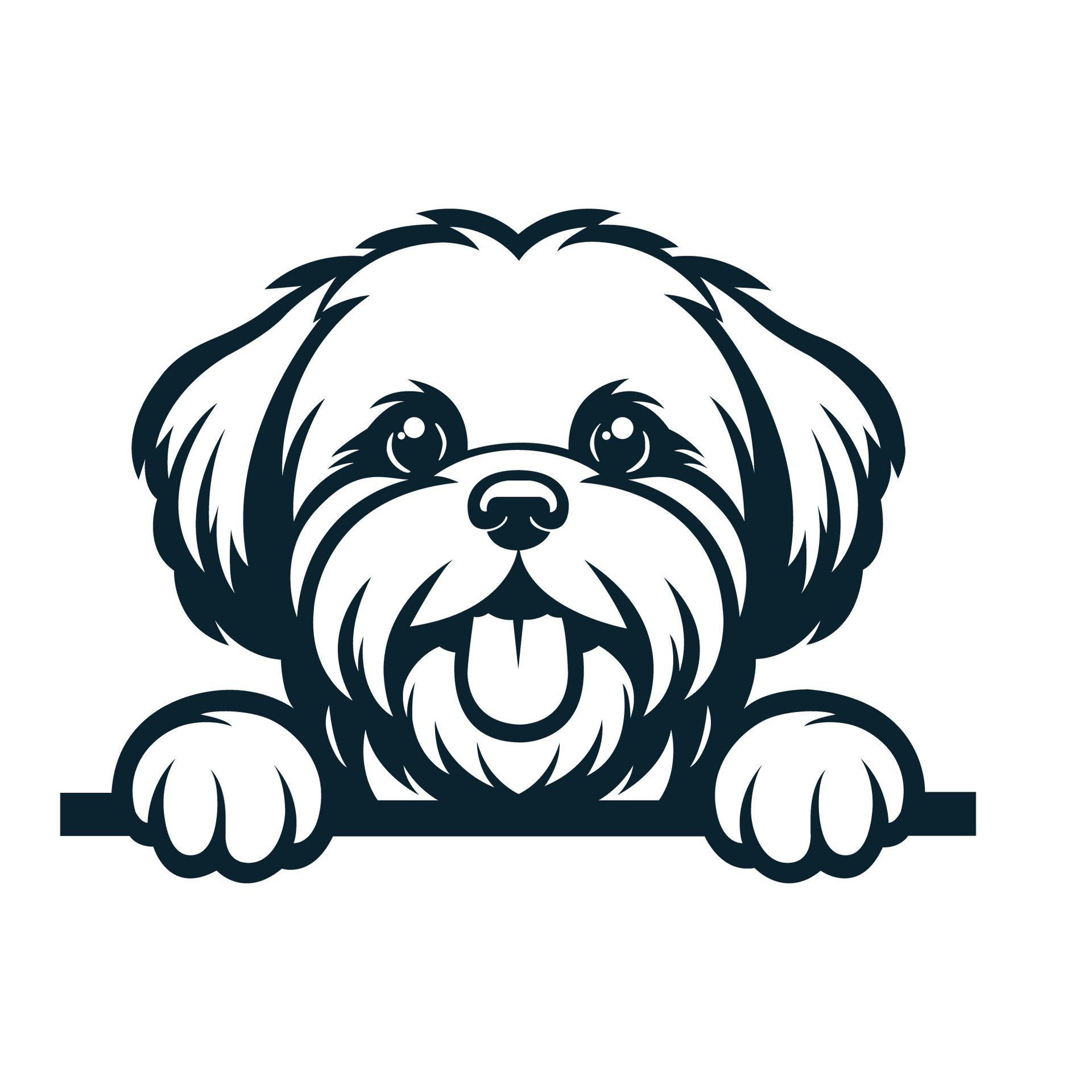 Ai-generated-black-and-white-lhasa-apso-peeking-face-illustration-free-vector