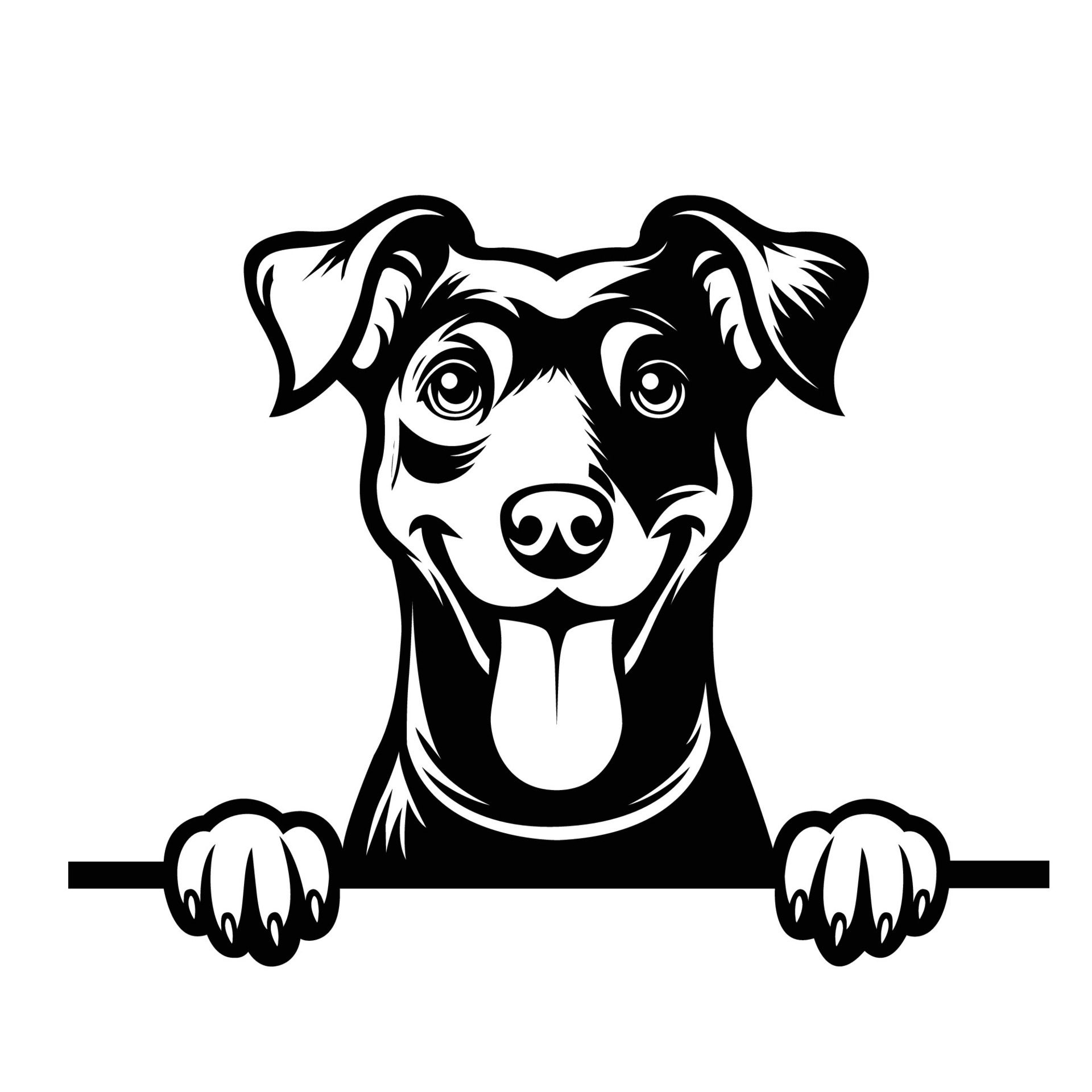 Ai-generated-black-and-white-manchester-terrier-peeking-face-illustration-free-vector