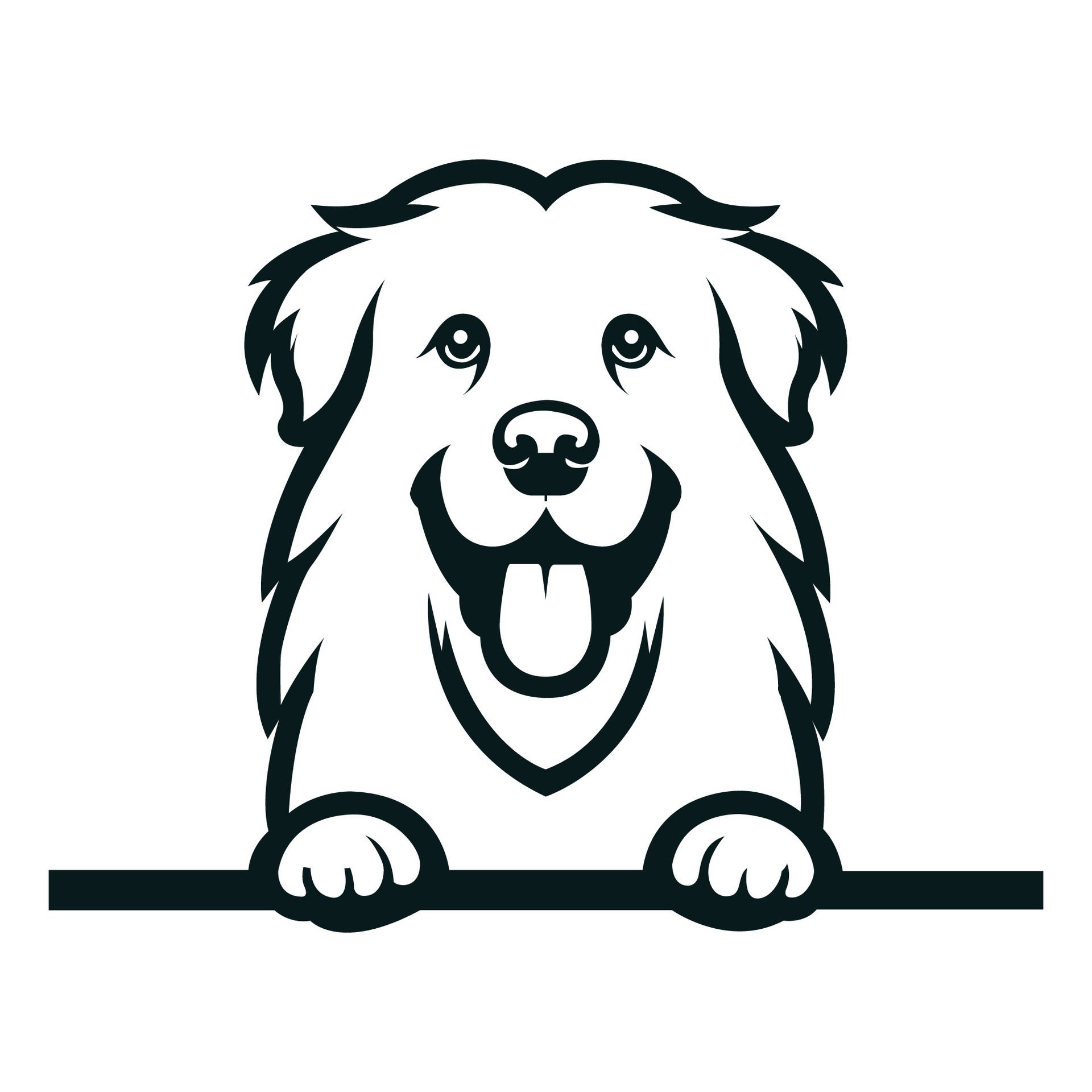 Ai-generated-black-and-white-maremmano-abruzzese-sheepdog-peeking-face-illustration-free-vector