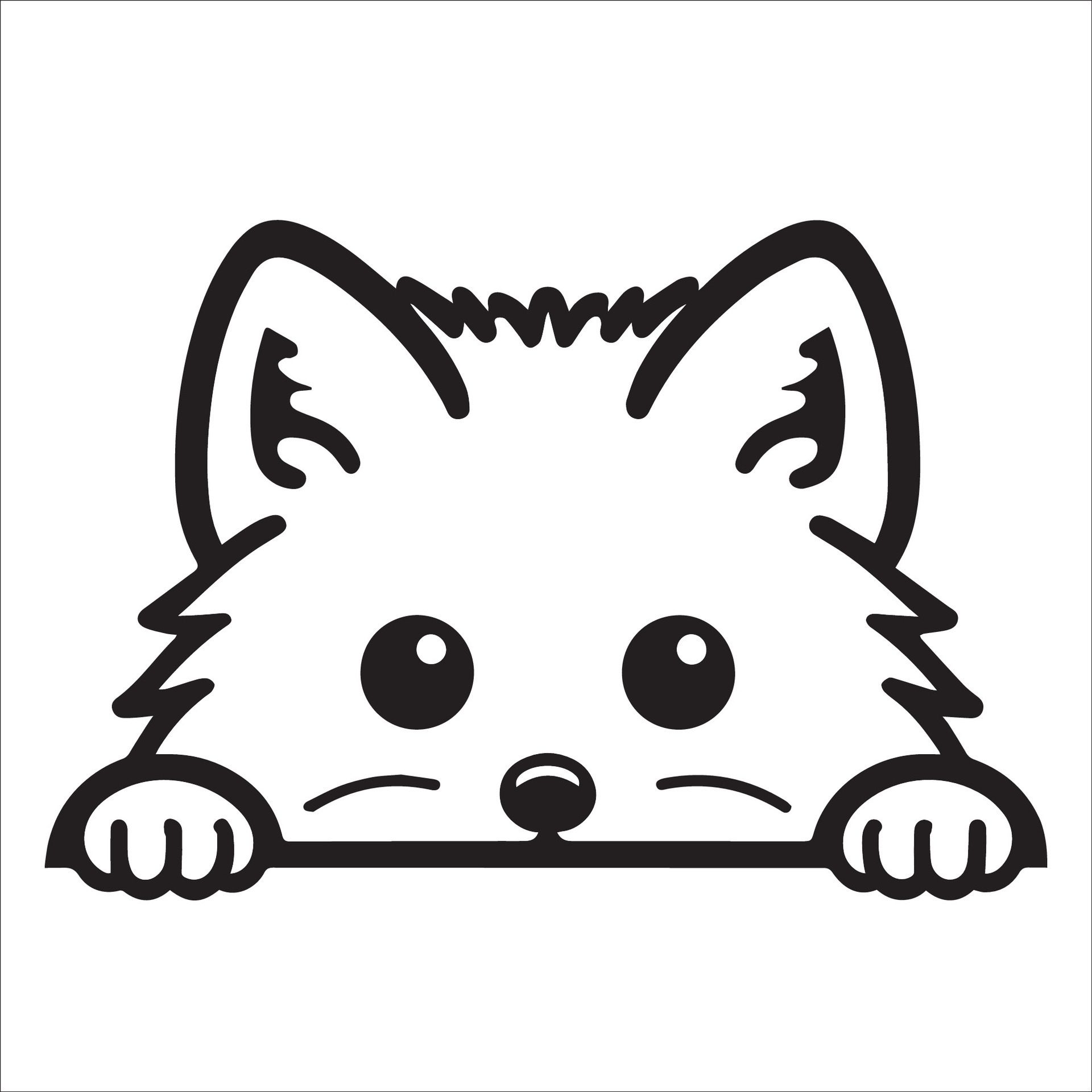 Ai-generated-black-and-white-peeking-arctic-fox-illustration-free-vector