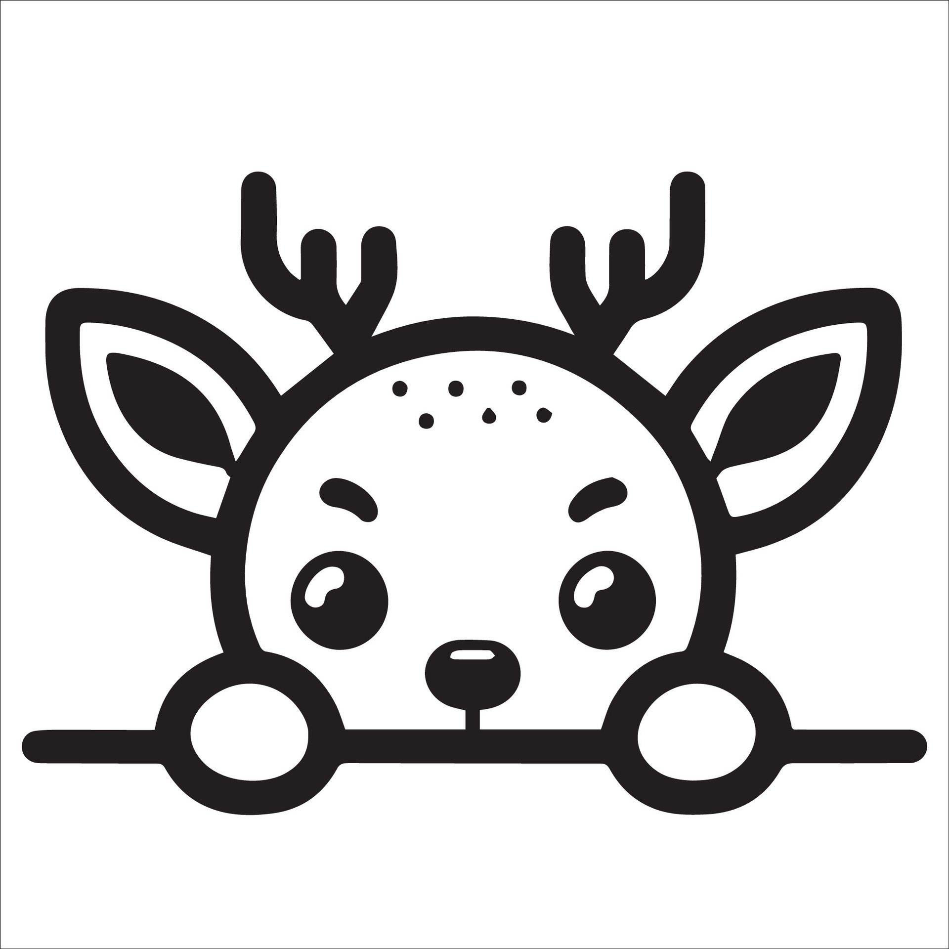 Ai-generated-black-and-white-peeking-deer-face-illustration-free-vector