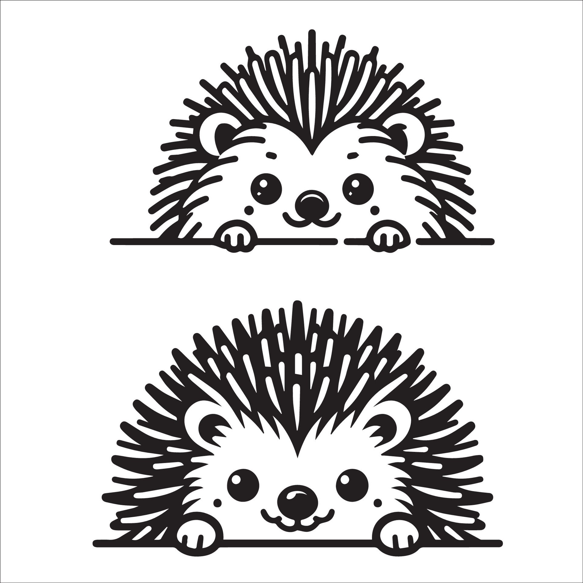 Ai-generated-black-and-white-peeking-hedgehog-face-illustration-free-vector