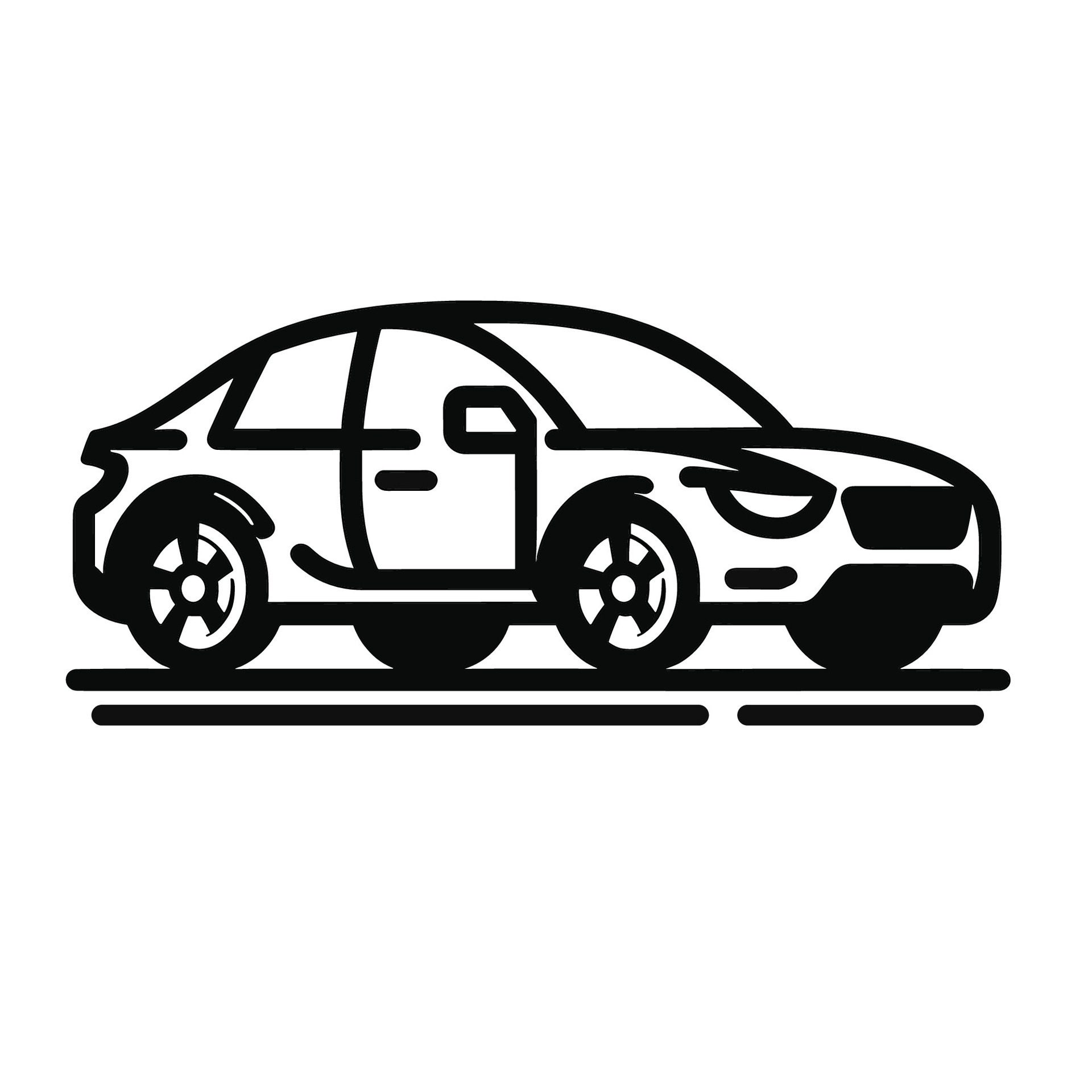 Ai-generated-black-outline-car-clipart-illustration-ai-generative-free-free-vector