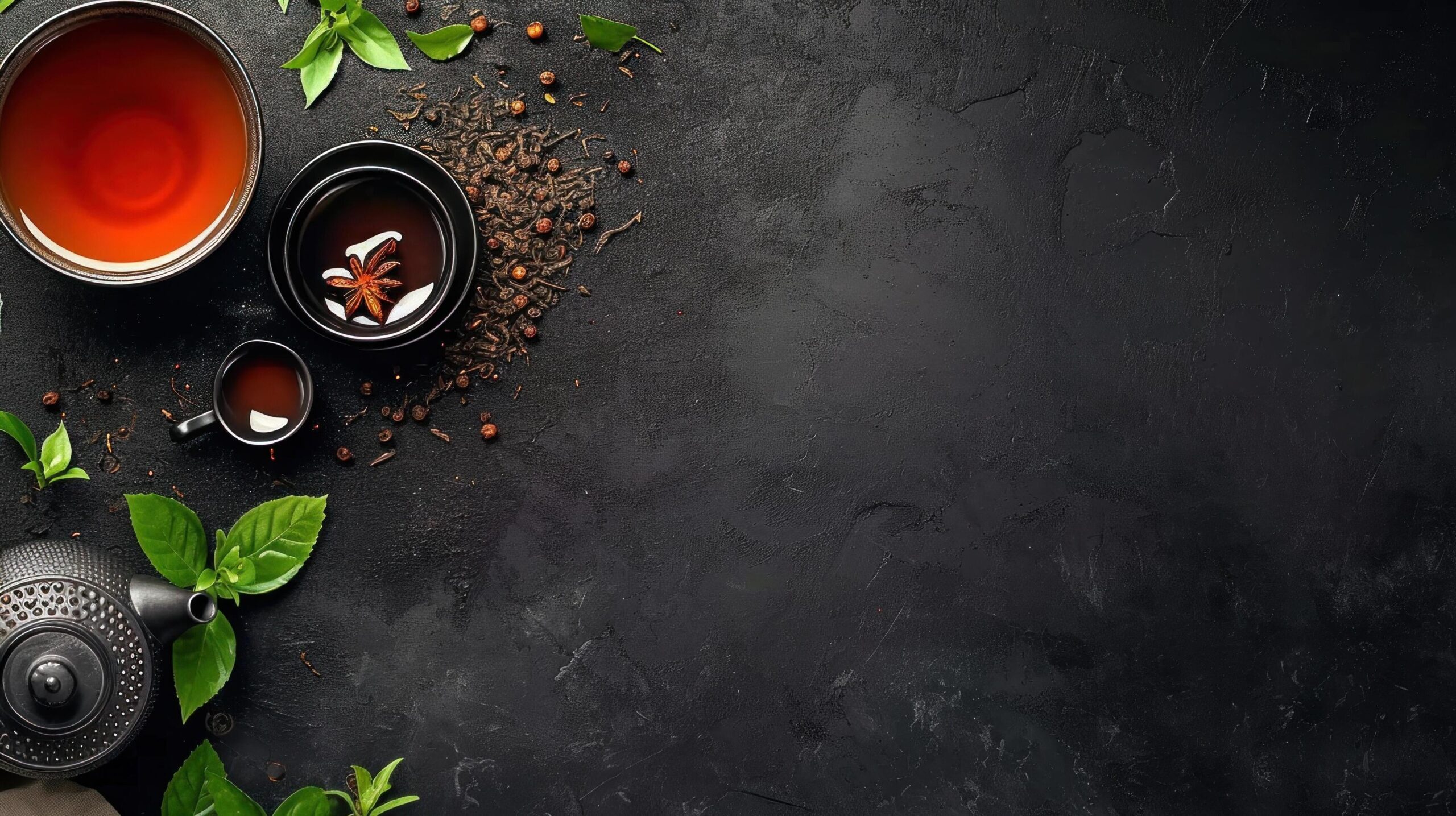 Ai-generated-black-tea-advertisment-background-with-copy-space-free-photo