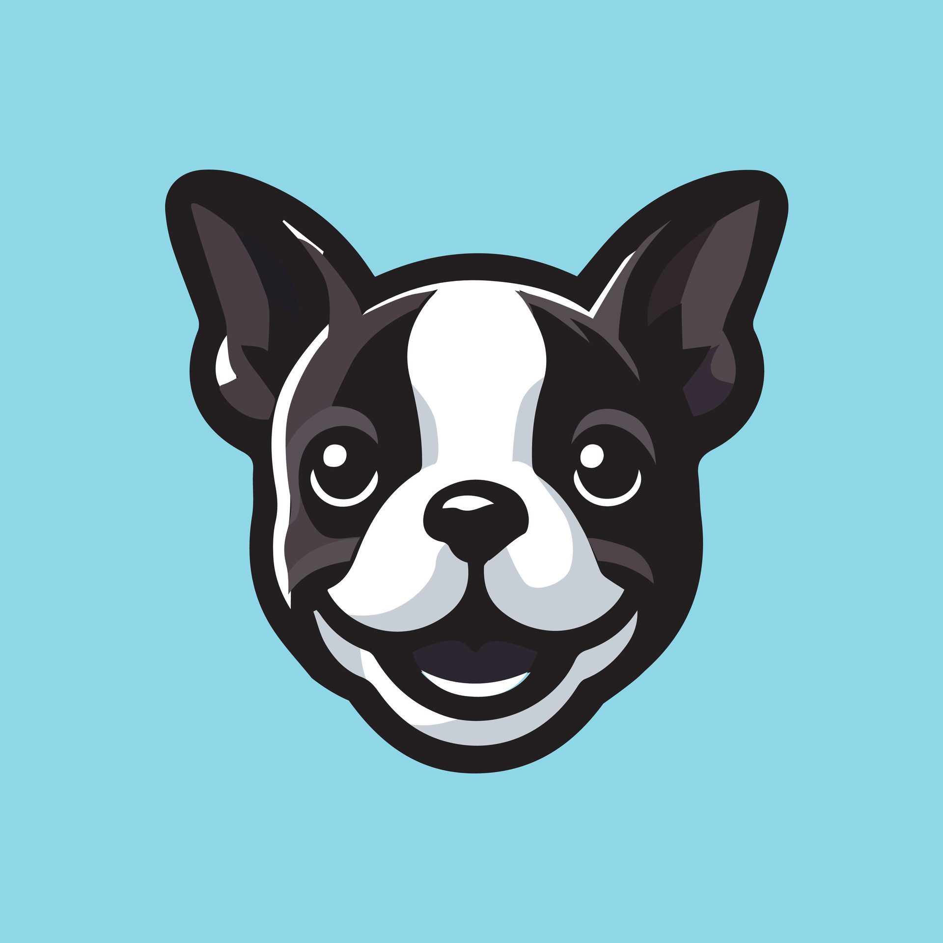 Ai-generated-boston-terrier-face-art-illustration-free-vector