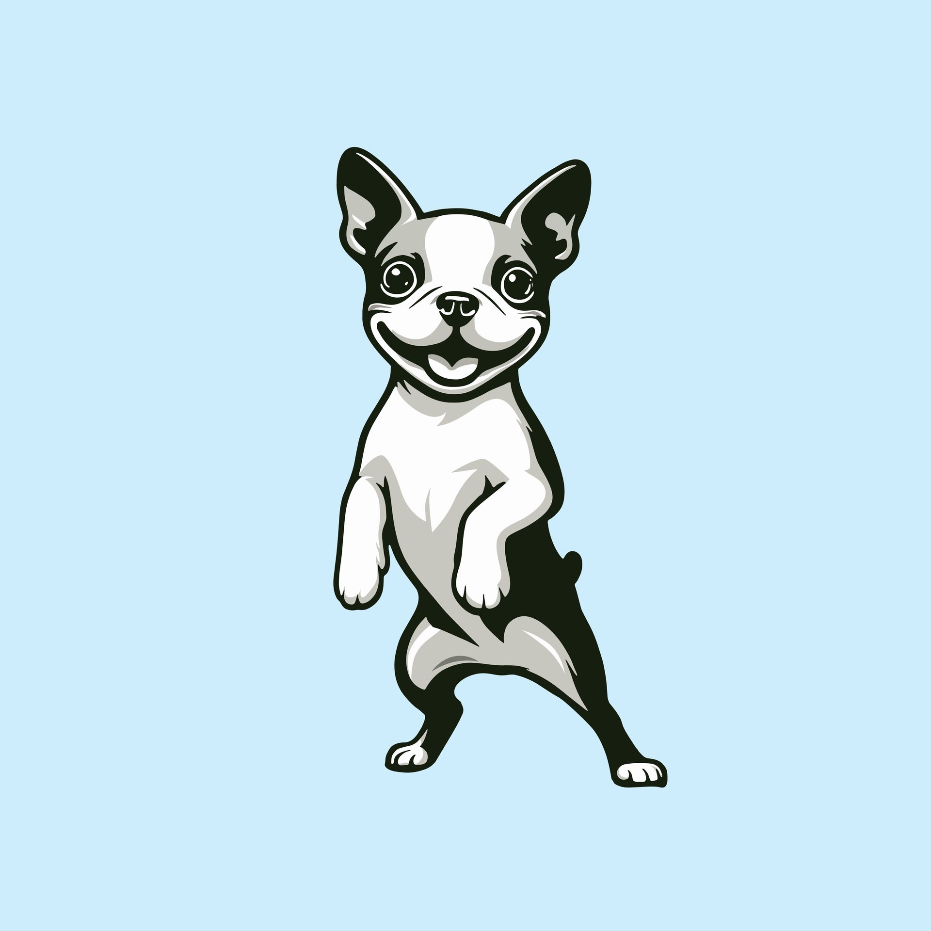 Ai-generated-boston-terrier-joyful-illustration-free-vector