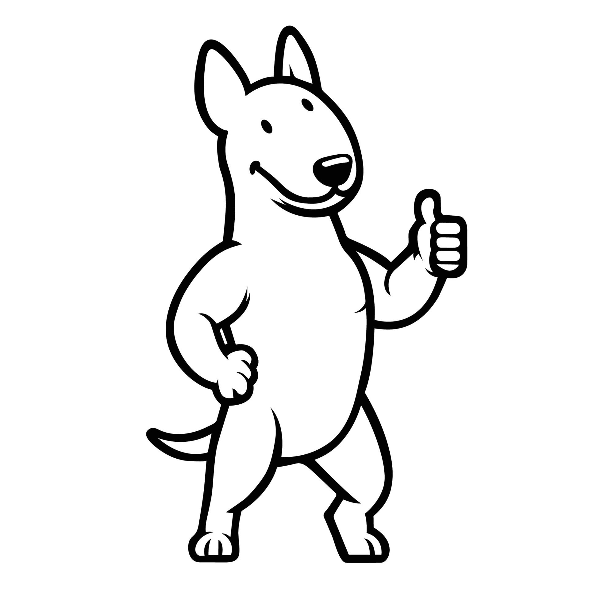 Ai-generated-bull-terrier-dog-happy-thumbs-up-illustration-free-vector