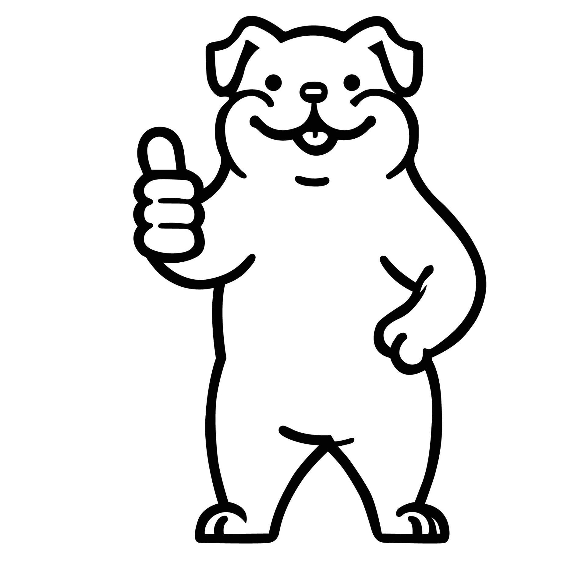 Ai-generated-bulldog-dog-happy-thumbs-up-illustration-free-vector