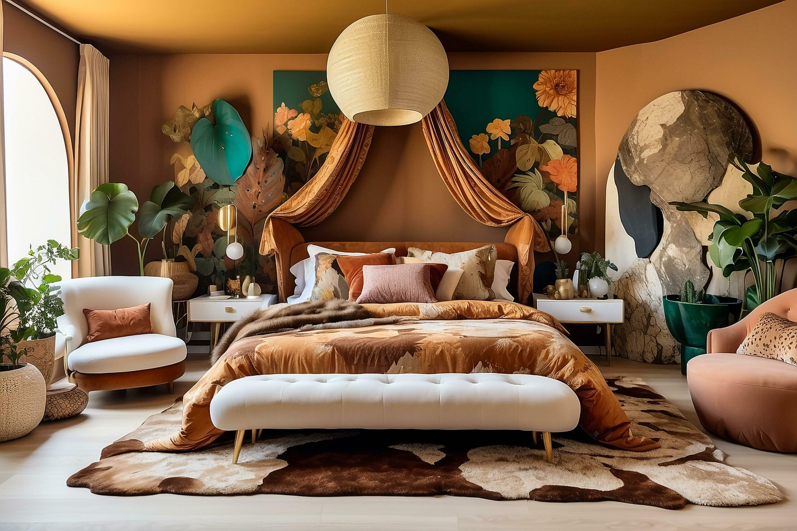Ai-generated-chic-earth-tones-maximalist-master-bedroom-decor-free-photo
