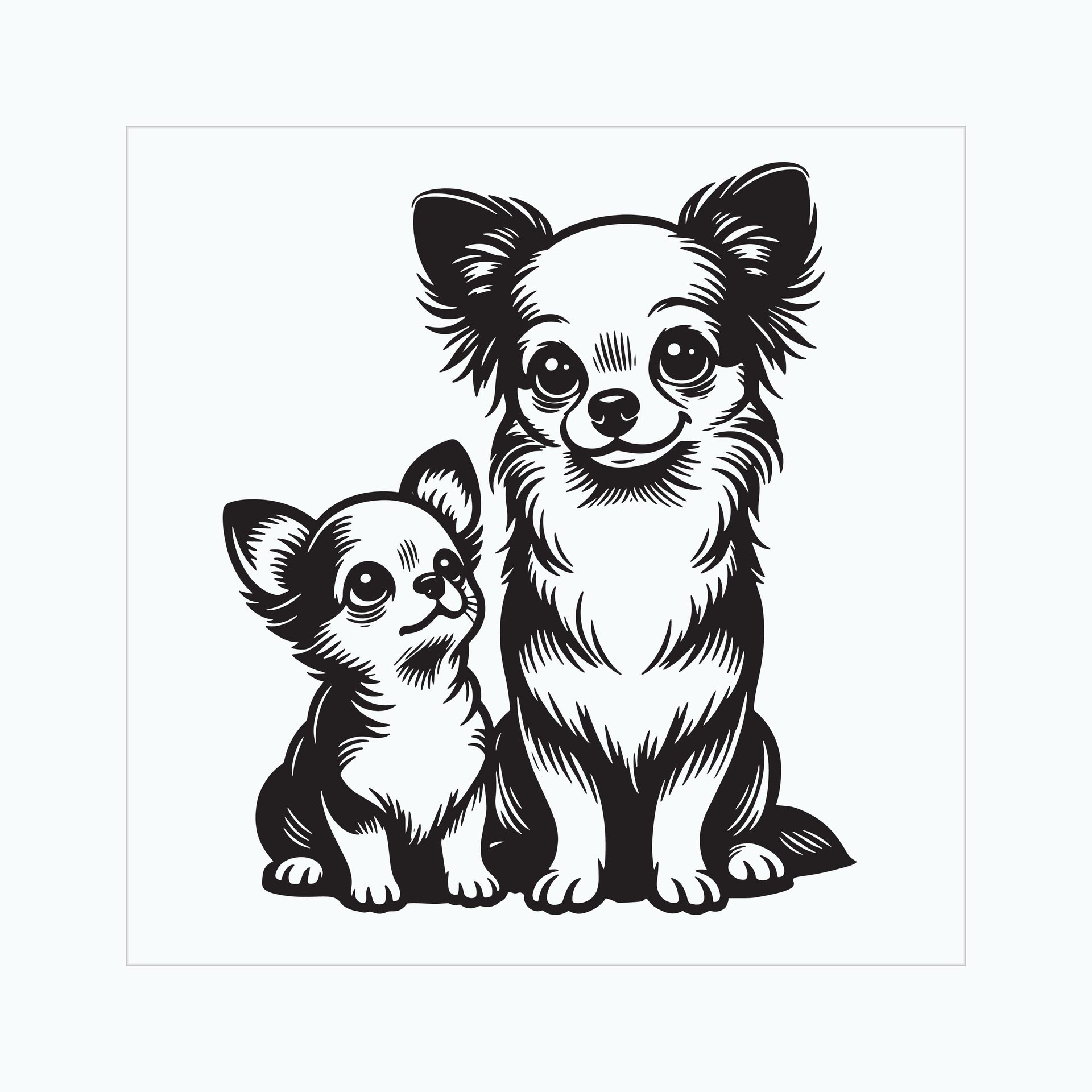 Ai-generated-chihuahua-dog-family-clipart-illustration-free-vector