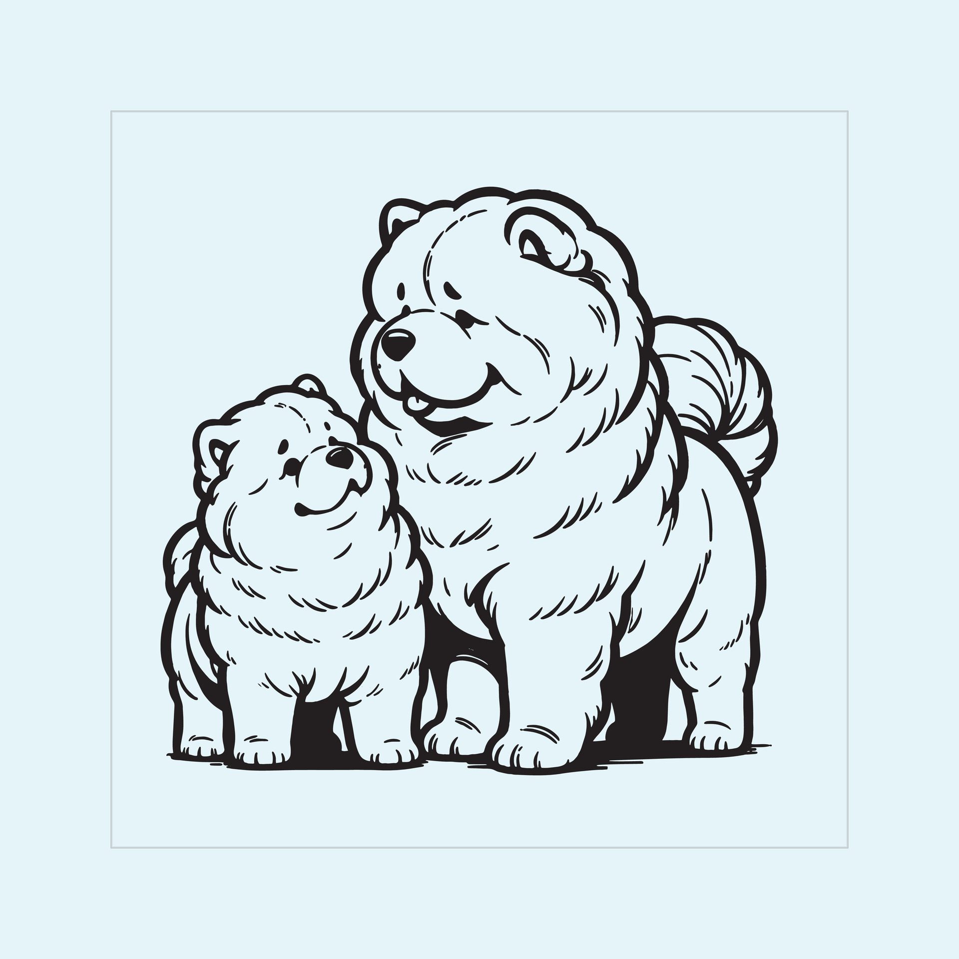 Ai-generated-chow-chow-dog-family-clipart-illustration-free-vector