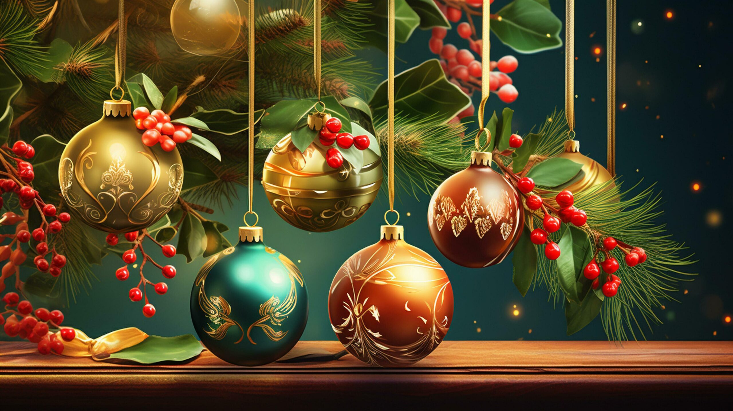 Ai-generated-christmas-decoration-and-mistletoe-free-photo