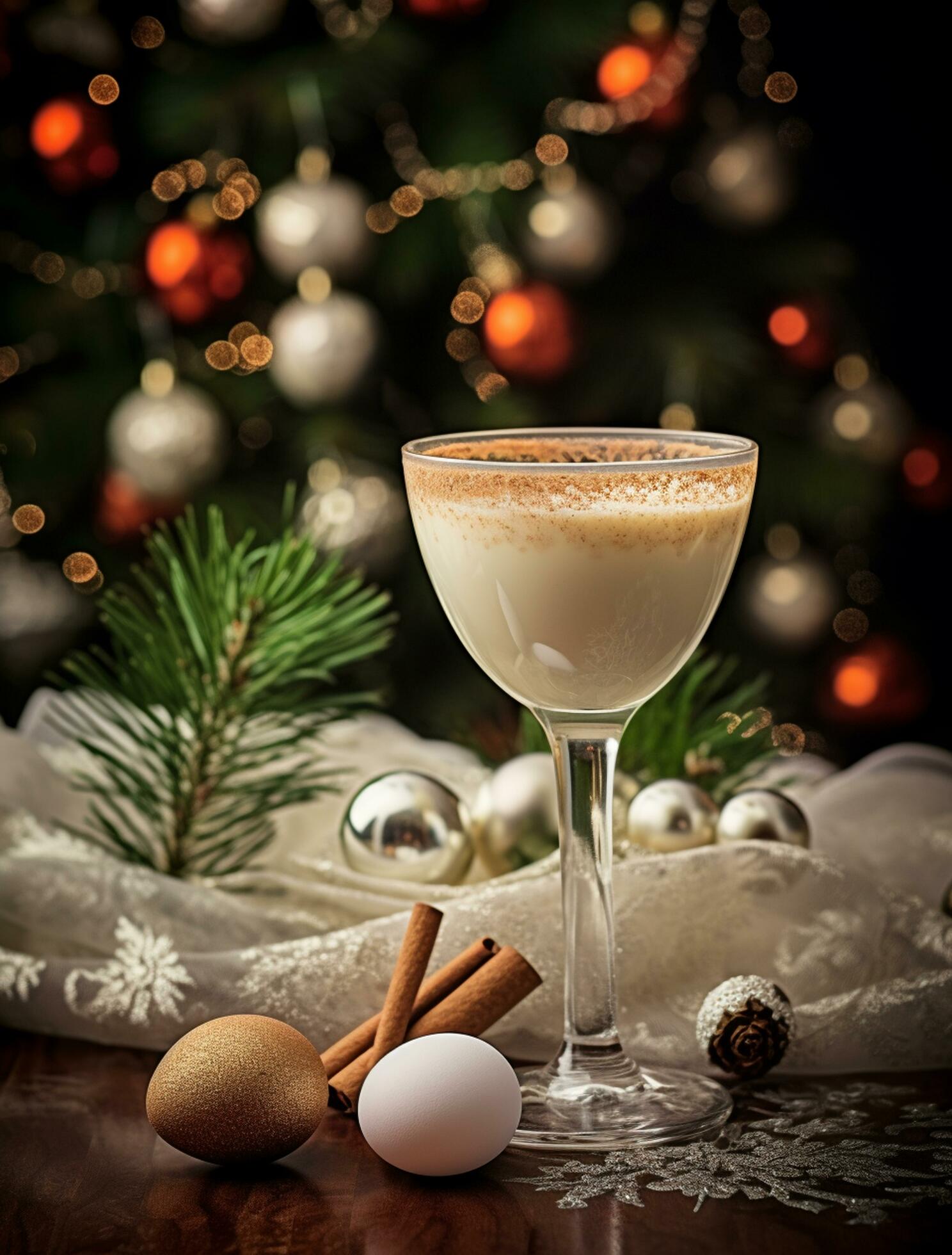 Ai-generated-christmas-traditional-drink-eggnog-serve-on-the-table-free-photo