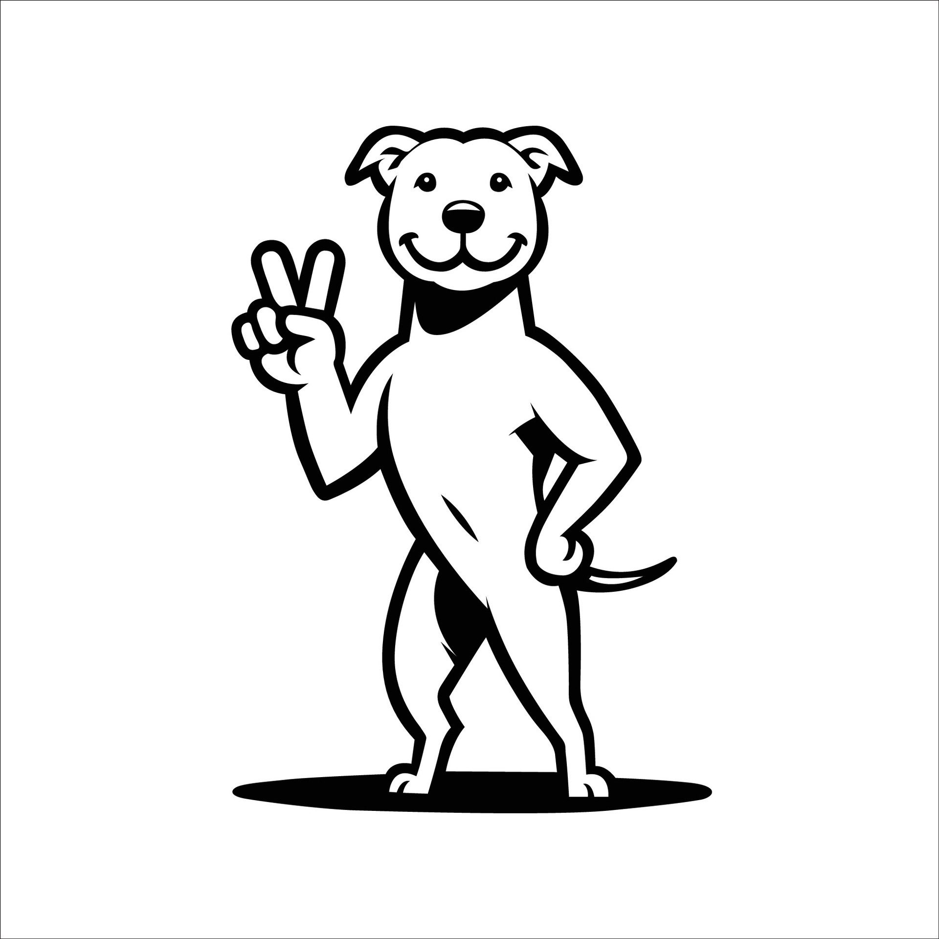 Ai-generated-confident-american-staffordshire-terrier-peace-gesture-illustration-free-vector