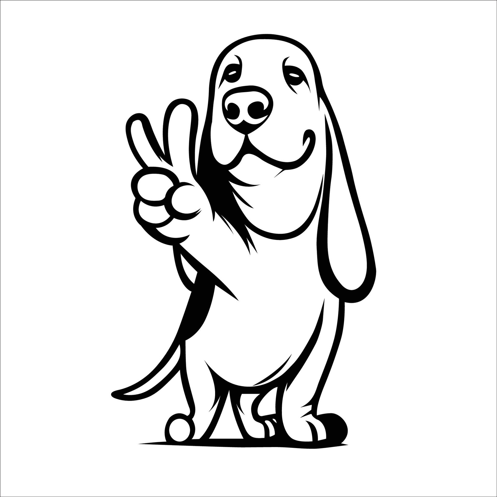 Ai-generated-confident-basset-hound-peace-gesture-illustration-free-vector