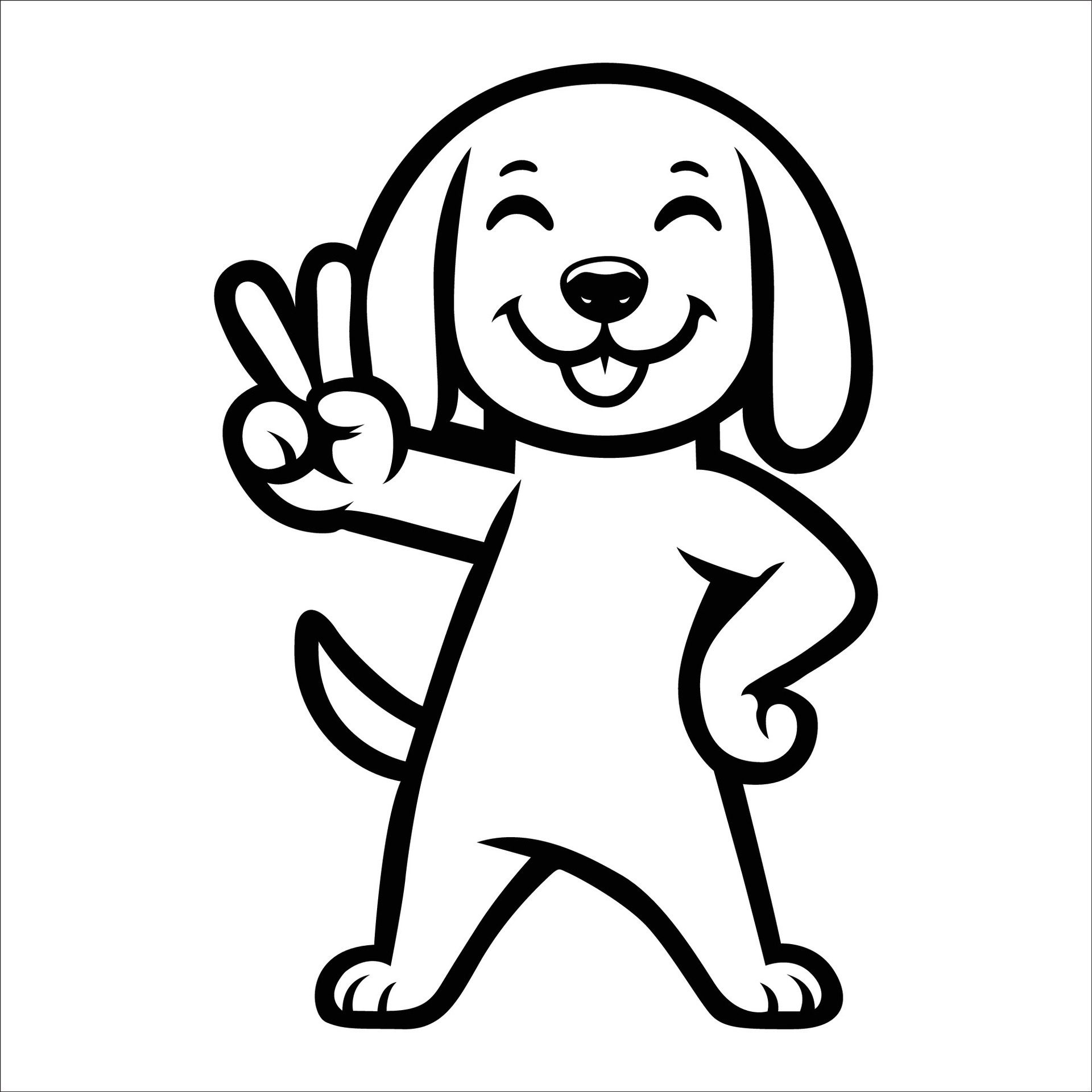 Ai-generated-confident-beagle-peace-gesture-illustration-free-vector