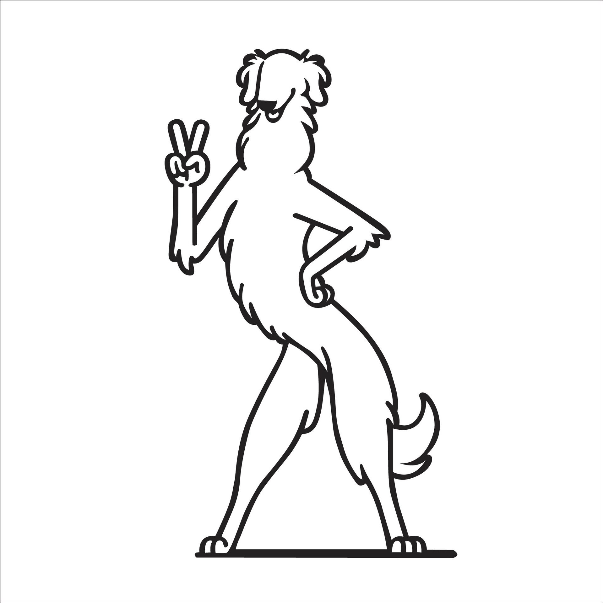Ai-generated-confident-borzoi-peace-gesture-illustration-free-vector