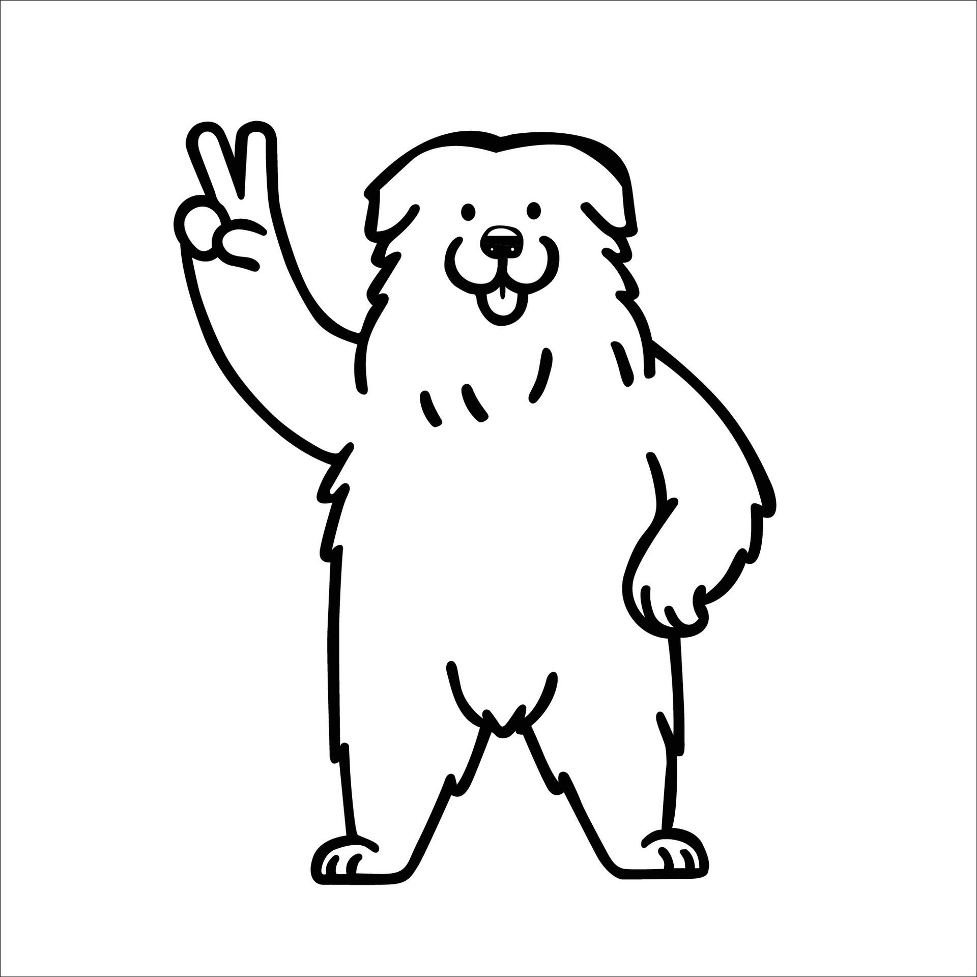 Ai-generated-confident-bouvier-des-flandres-peace-gesture-illustration-free-vector