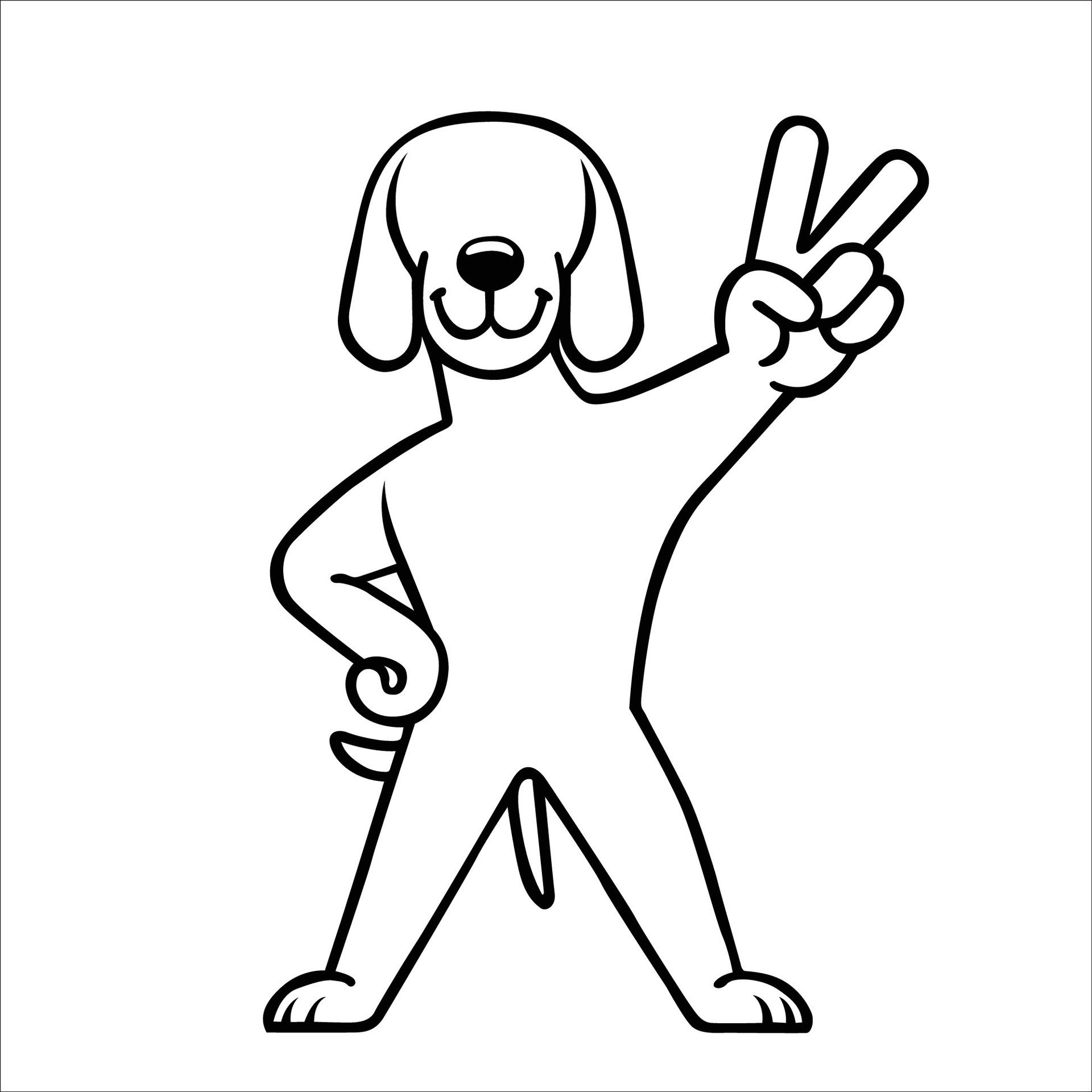 Ai-generated-confident-bracco-peace-gesture-illustration-free-vector
