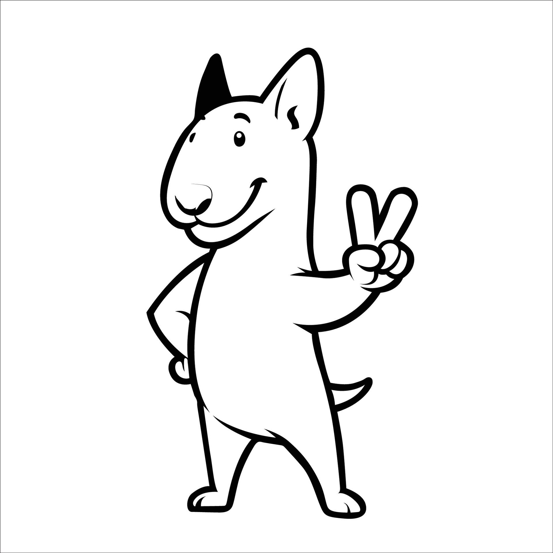 Ai-generated-confident-bull-terrier-peace-gesture-isolated-illustration-free-vector