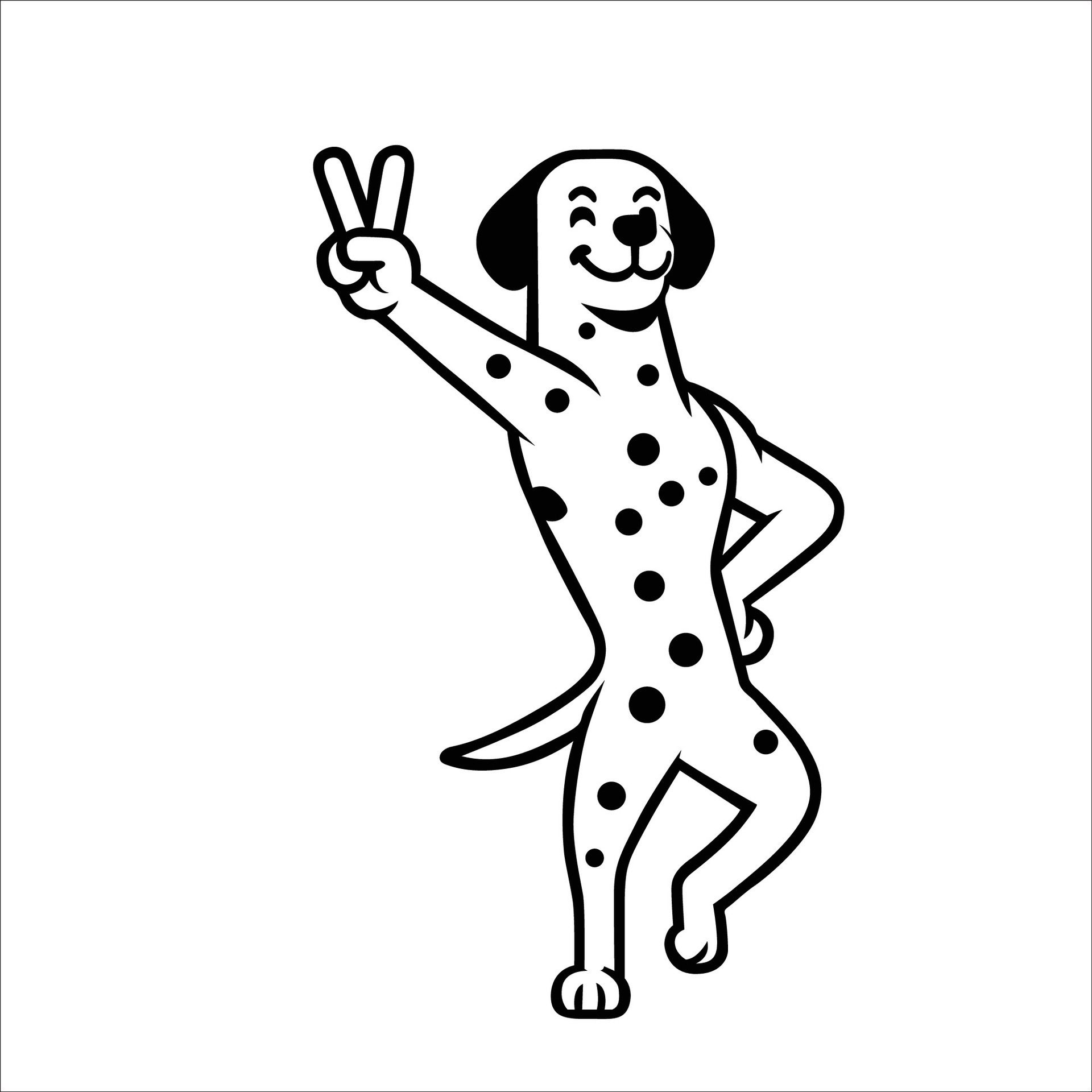 Ai-generated-confident-dalmatian-peace-gesture-illustration-free-vector