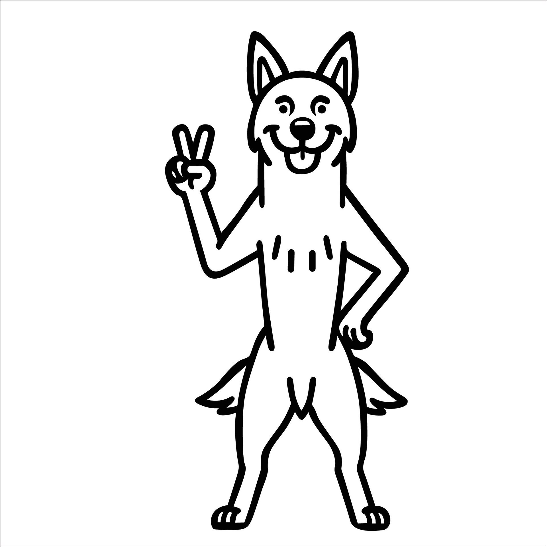 Ai-generated-confident-dutch-shepherd-peace-gesture-illustration-free-vector