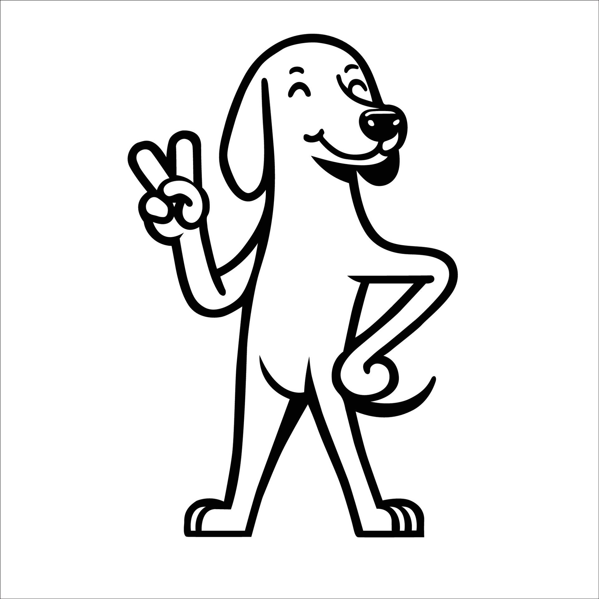 Ai-generated-confident-english-foxhound-peace-gesture-illustration-free-vector