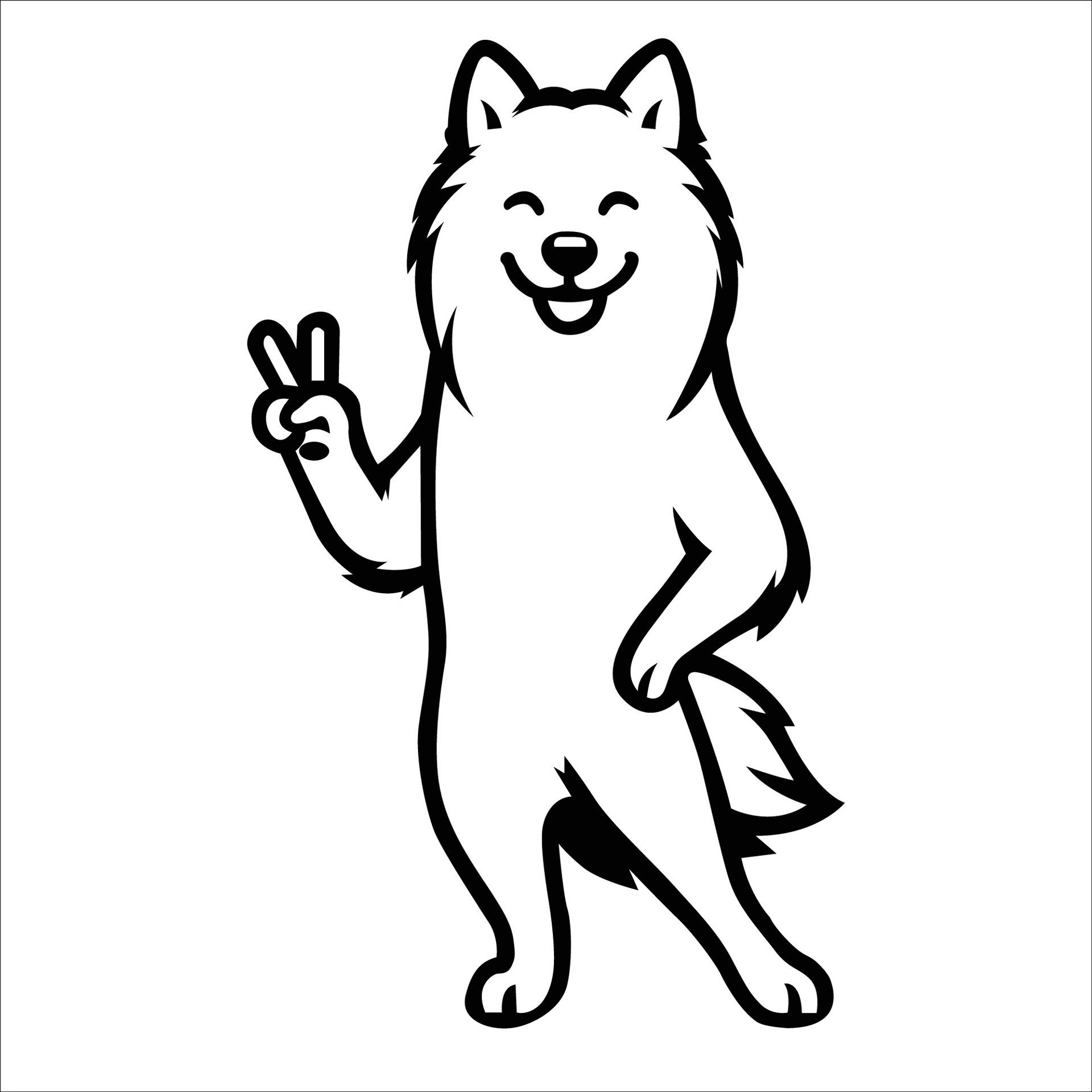 Ai-generated-confident-finnish-spitz-peace-gesture-illustration-free-vector