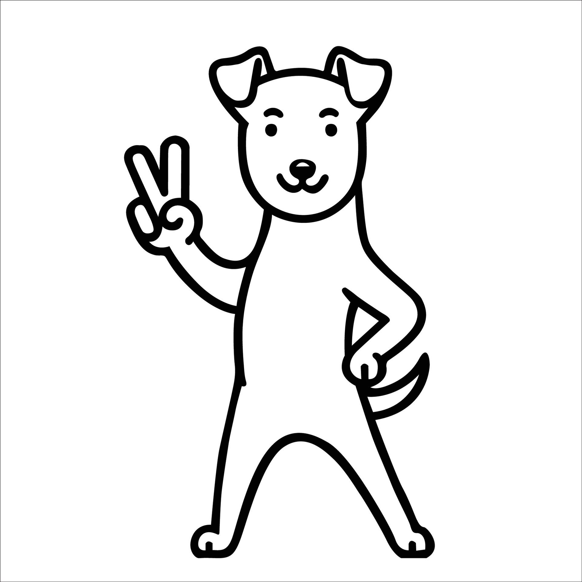 Ai-generated-confident-fox-terrier-peace-gesture-illustration-free-vector